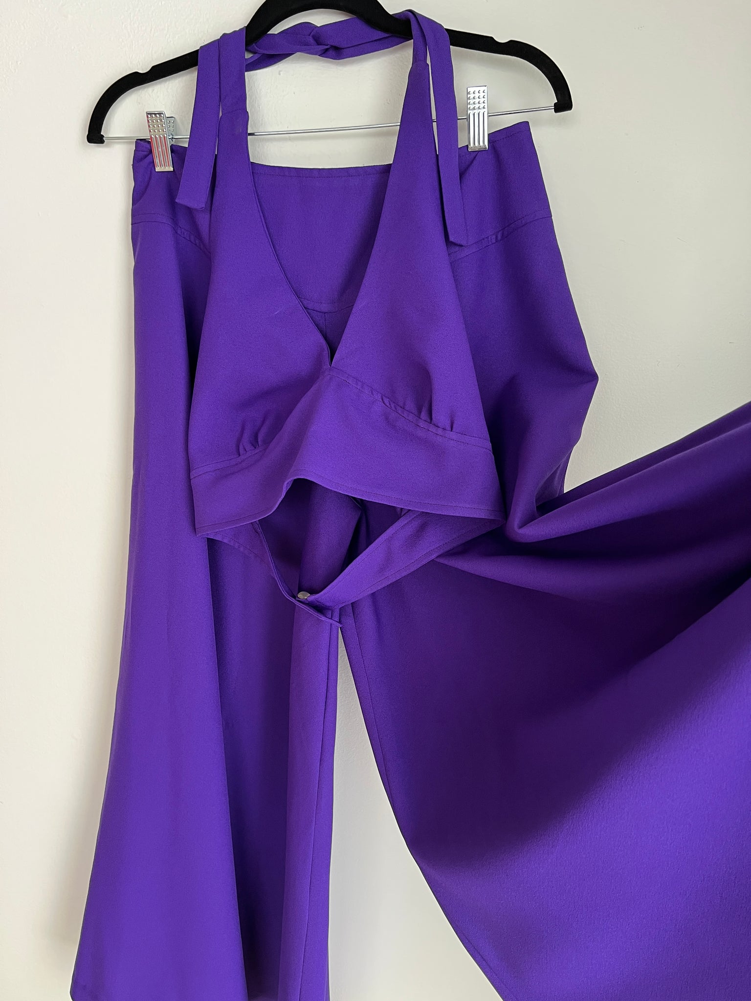 1970s 2 PIECE-Purple halter + palazzo pants