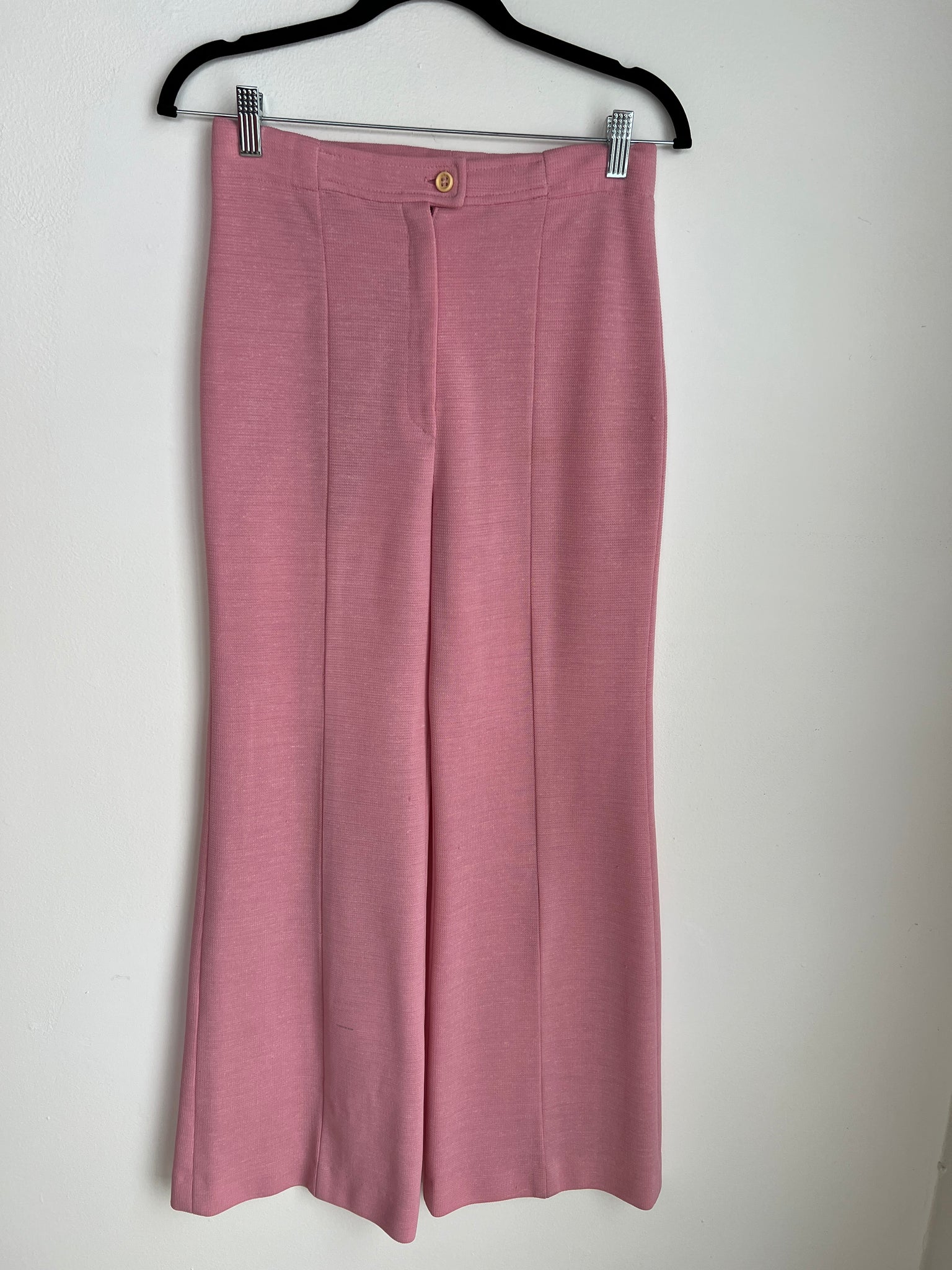 1970s PANTS- pink poly bellbottoms