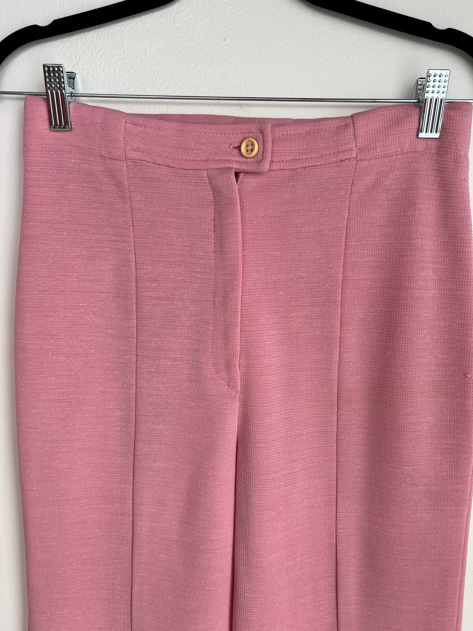 1970s PANTS- pink poly bellbottoms