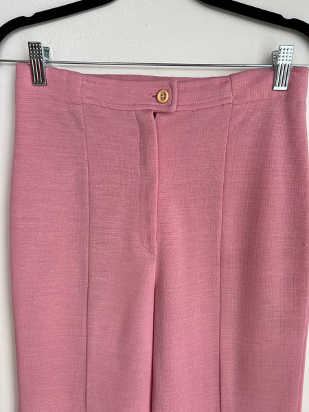 1970s PANTS- pink poly bellbottoms
