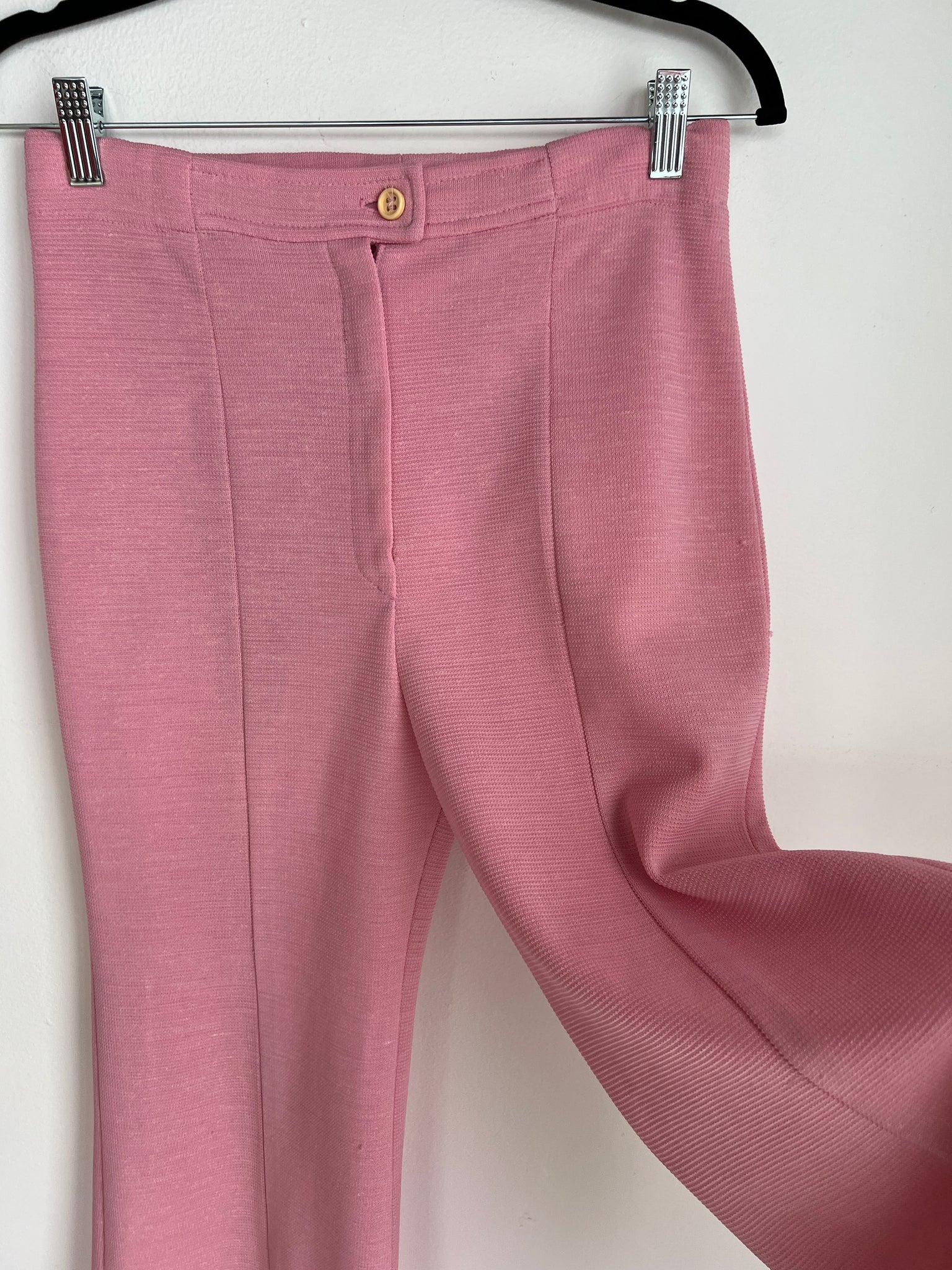 1970s PANTS- pink poly bellbottoms