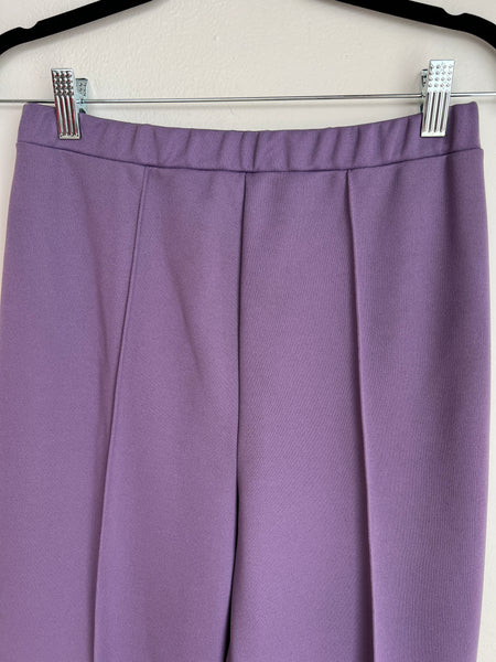 1970s PANTS- lavender elastic waist bellbottoms