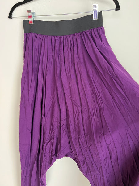 1980s PANTS- purple cotton harem pants