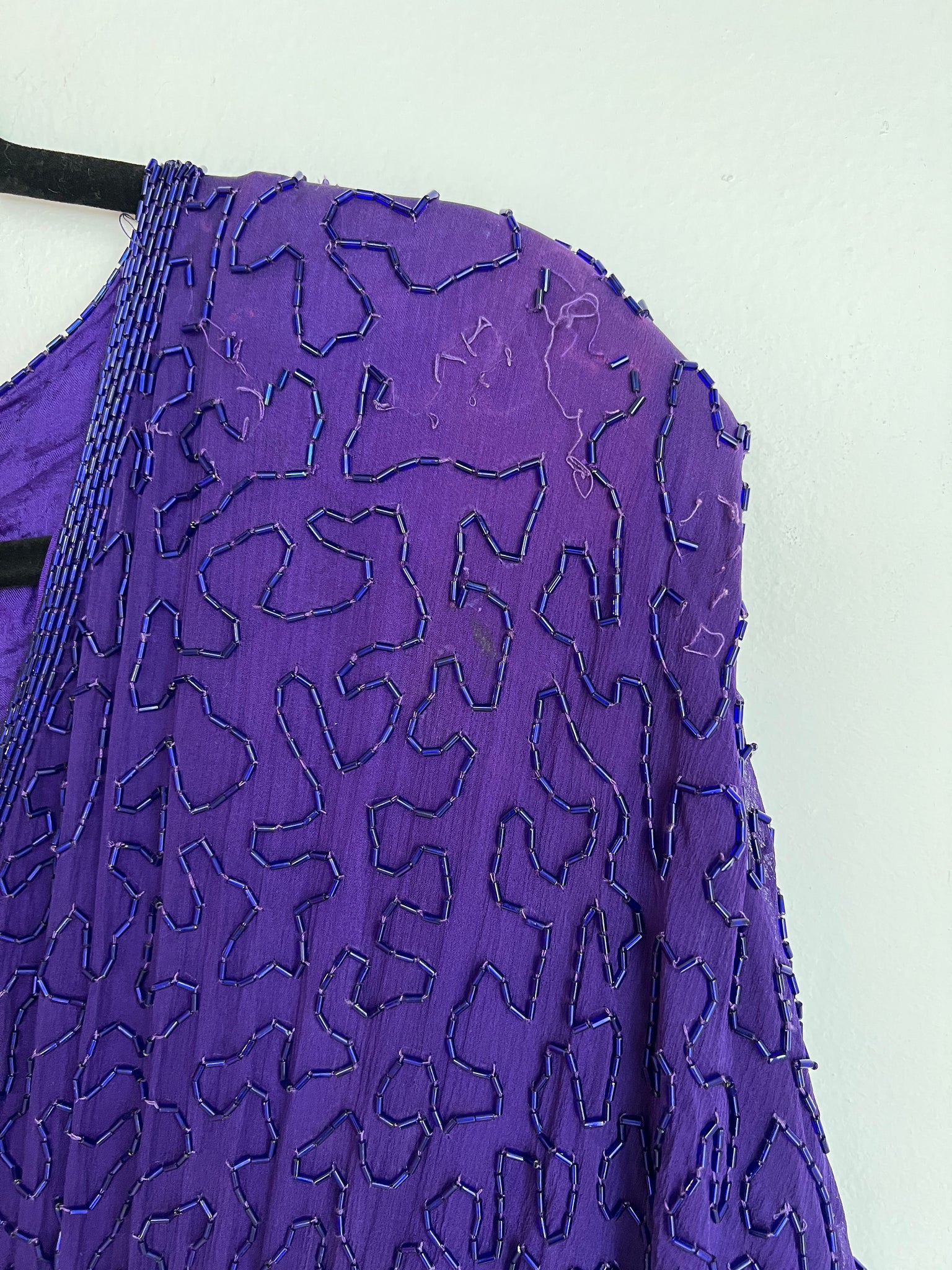 1980s DRESS- Judith Ann purple silk beaded