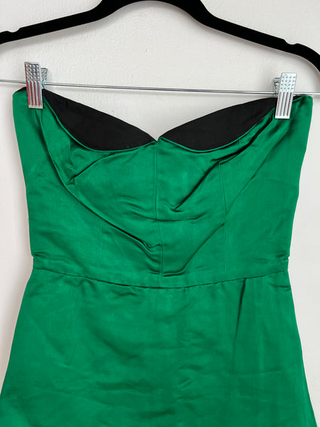 1990s DRESS- Lina Lee green silk strapless mini