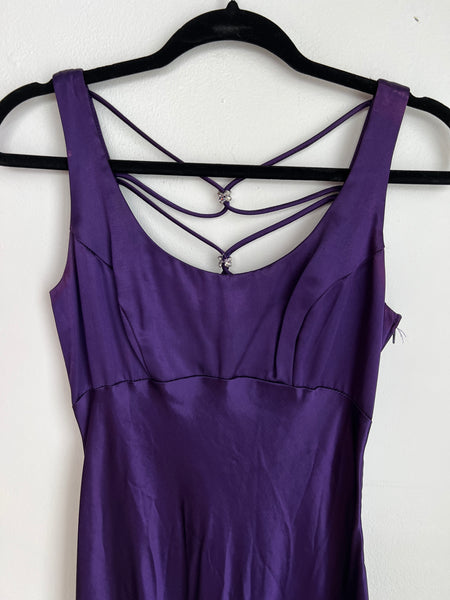 1990s DRESS- Zum Zum purple satin bias gown