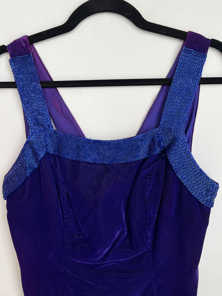 1990s DRESS- Niki purple velvet body con