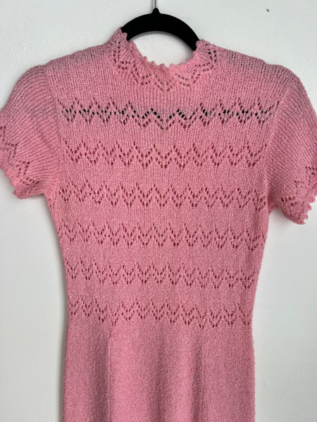 1960s DRESS- ST Johns Knit soft pink knit gown