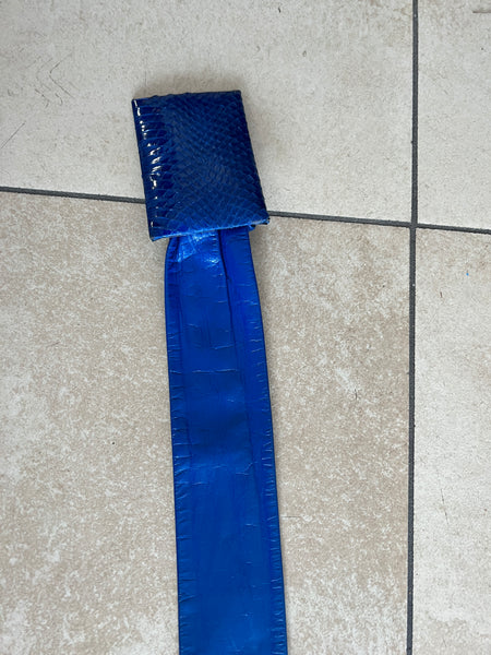 1980 ACCESSORIES- BELT- Royal blue leather w/ snakeskin buckle
