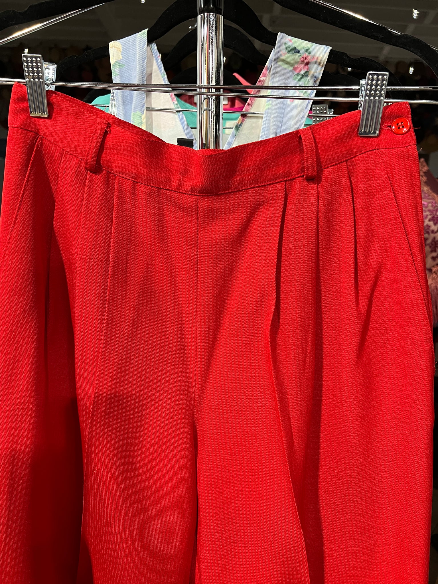 1990's PANTS- Red wool pleated trousers
