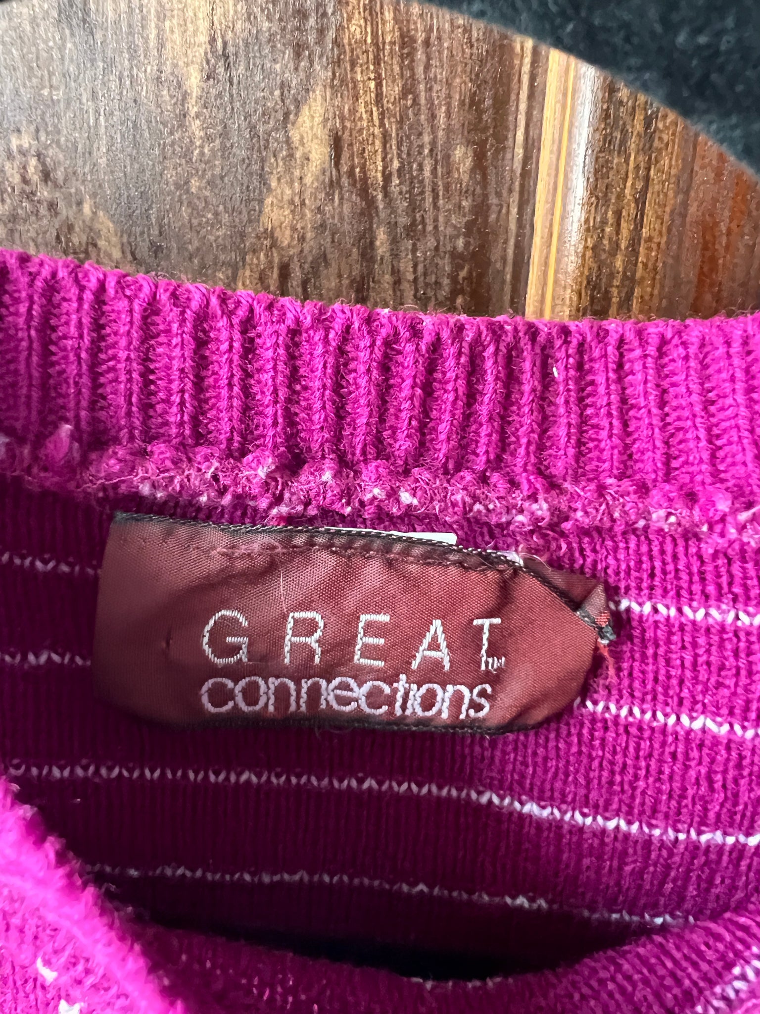 1980s SWEATER- Great Connections magenta polkadot