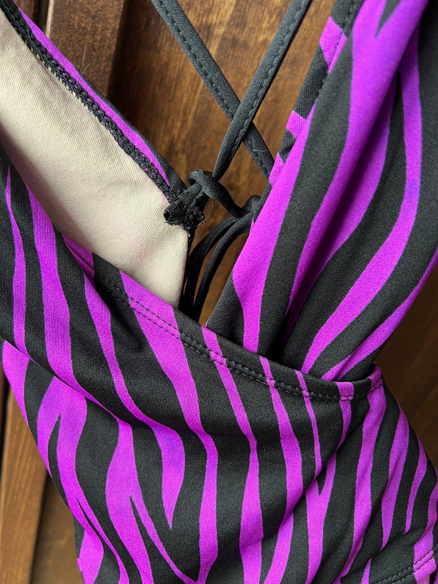 1980s BATHING SUIT- Eve purple zebra print