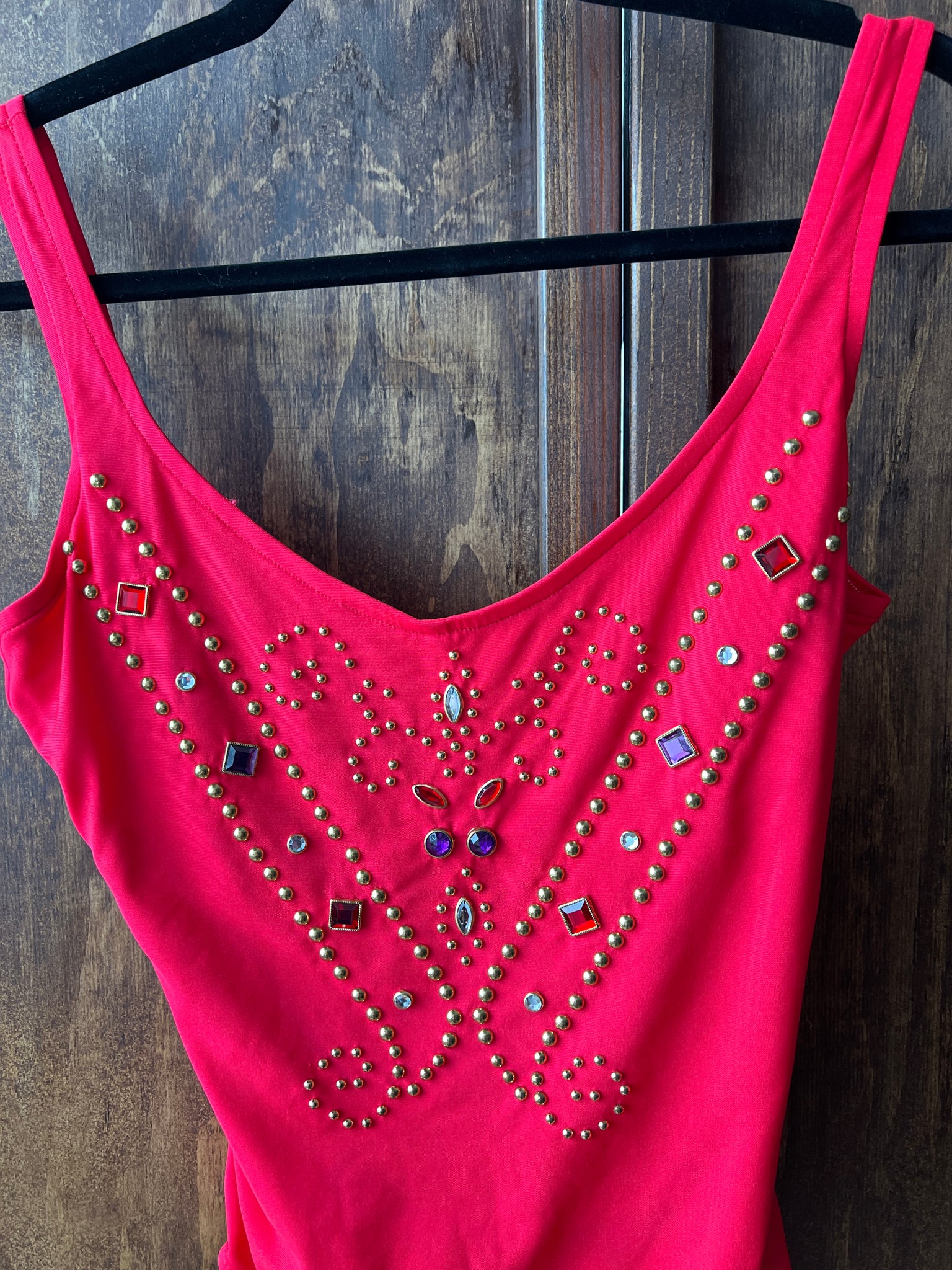 1980s BATHING SUIT- Rose Marie Reid red studded