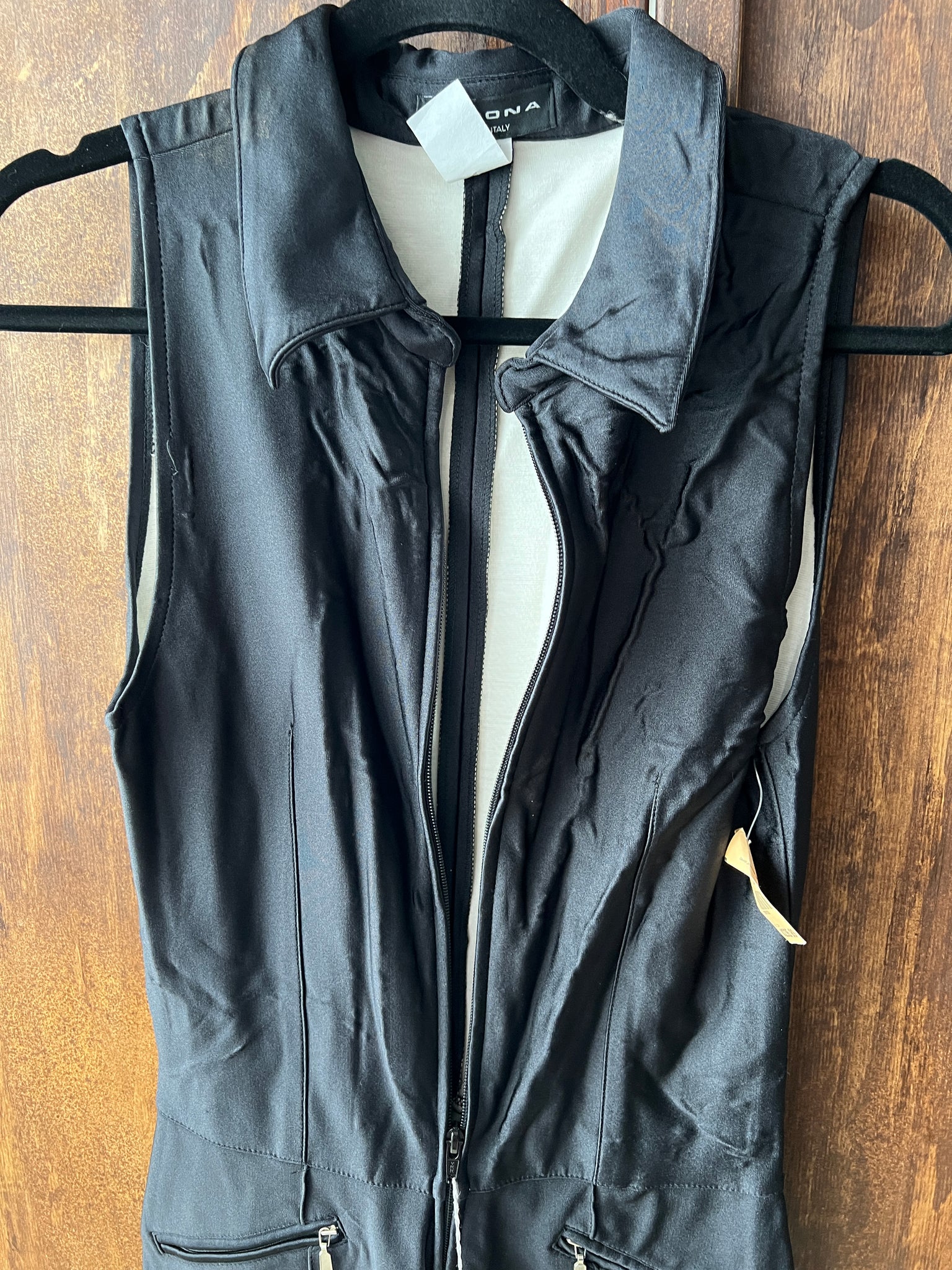 1990s SKI SUIT- Ancona black sleeveless ski suit AS IS
