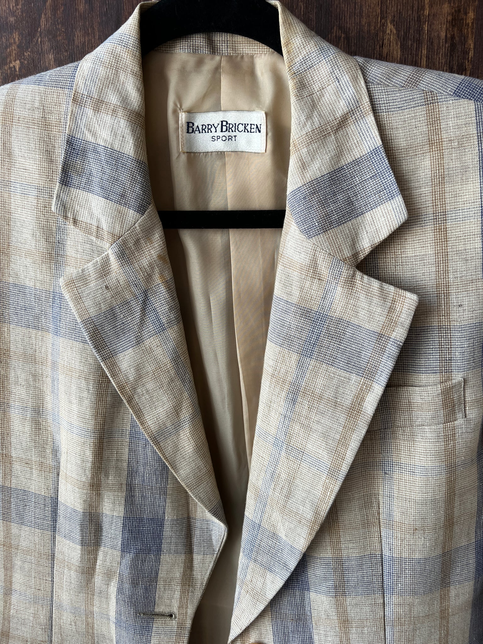 1990s -JACKET- Barry Bricken linen plaid blazer