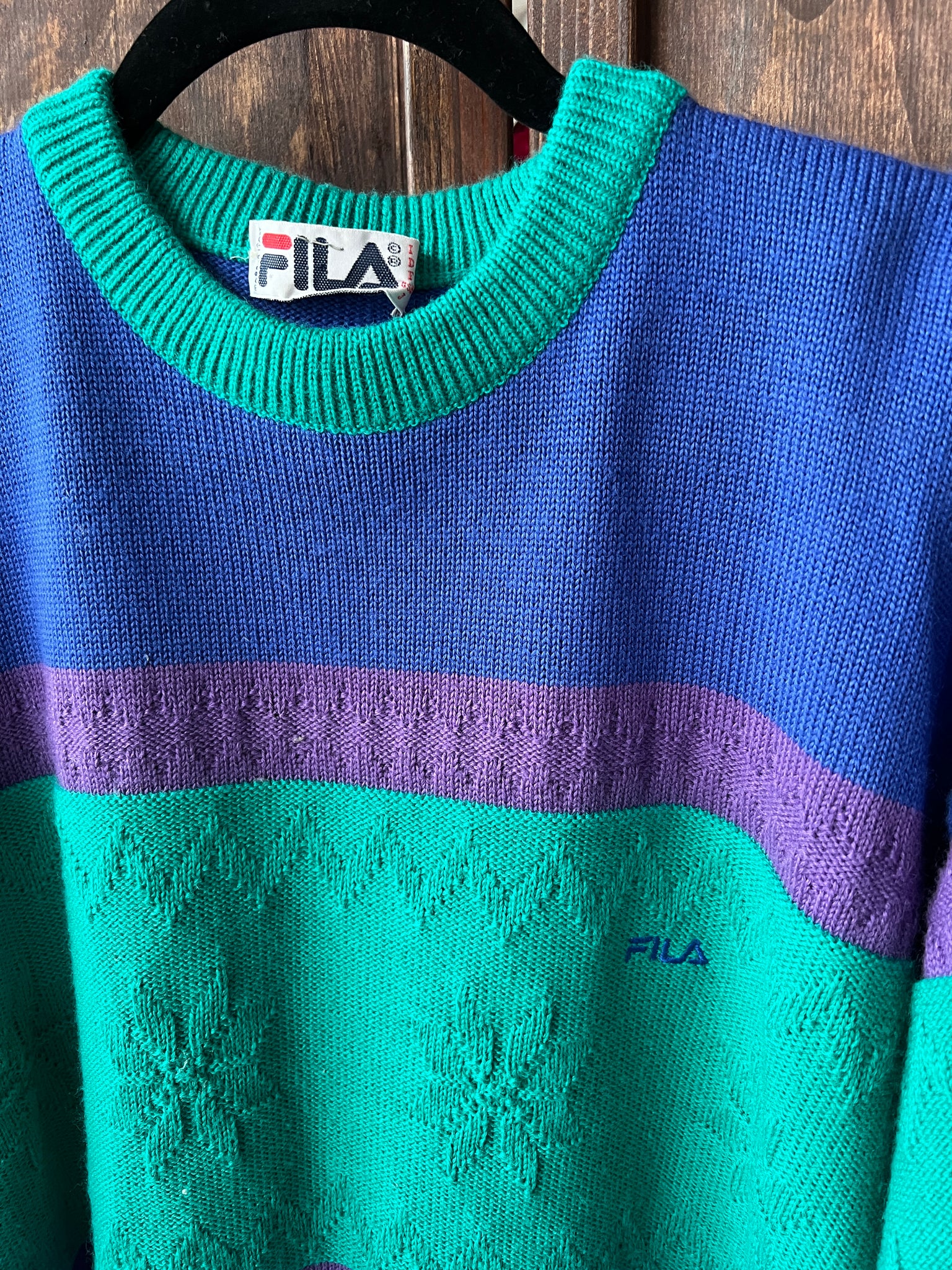 1980's MENS SWEATER- Fila blue/teal ski sweater