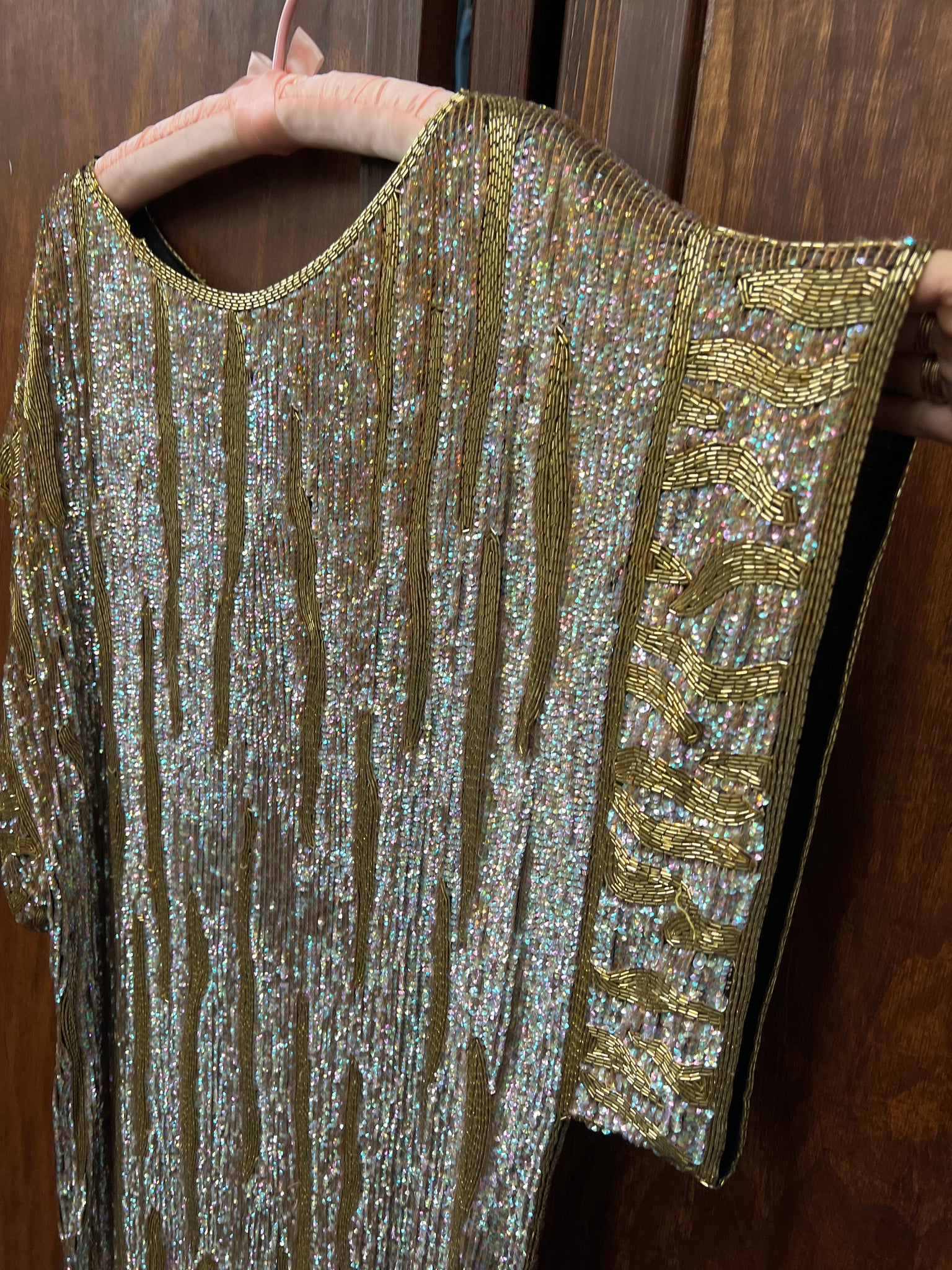 RENTAL 1960S Dress- gold beaded tunic