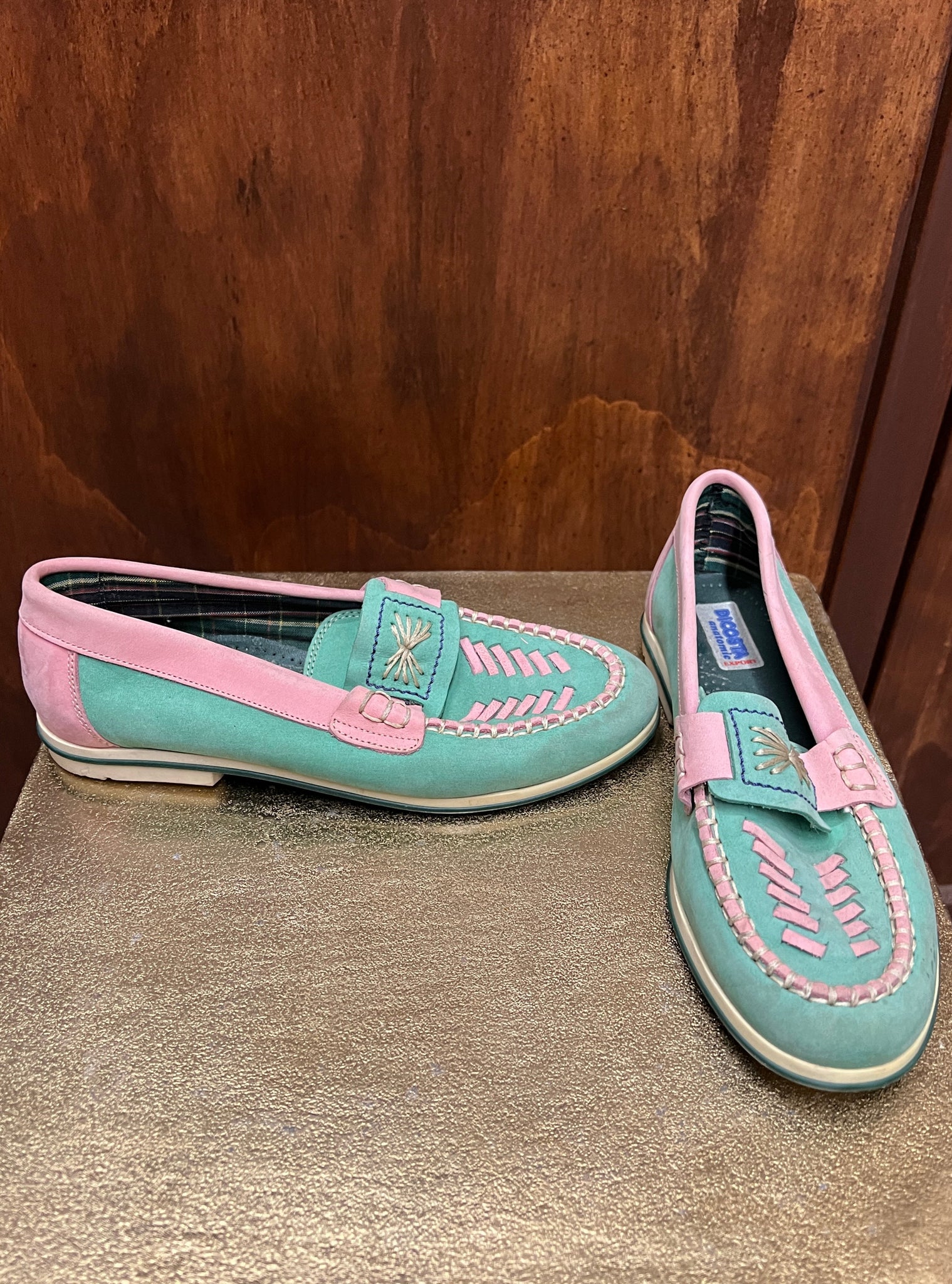 1990s SHOES- Dicosta pastel green/pink moccasin