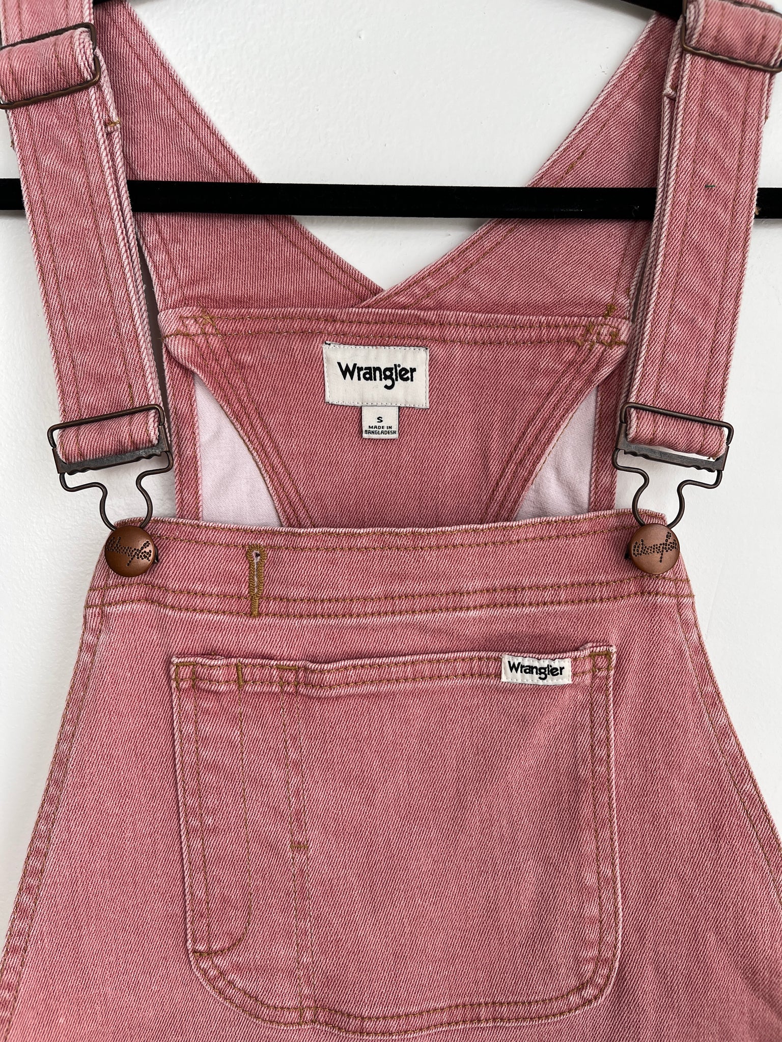 1990s DRESS-Wrangler pink overall mini