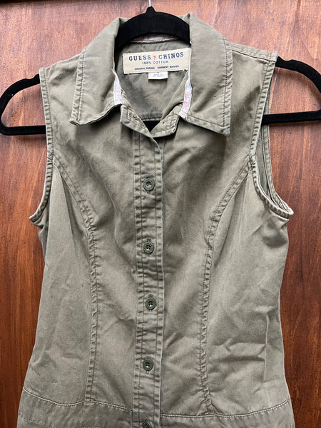 1990s DRESS- Guess Chinos army green mini
