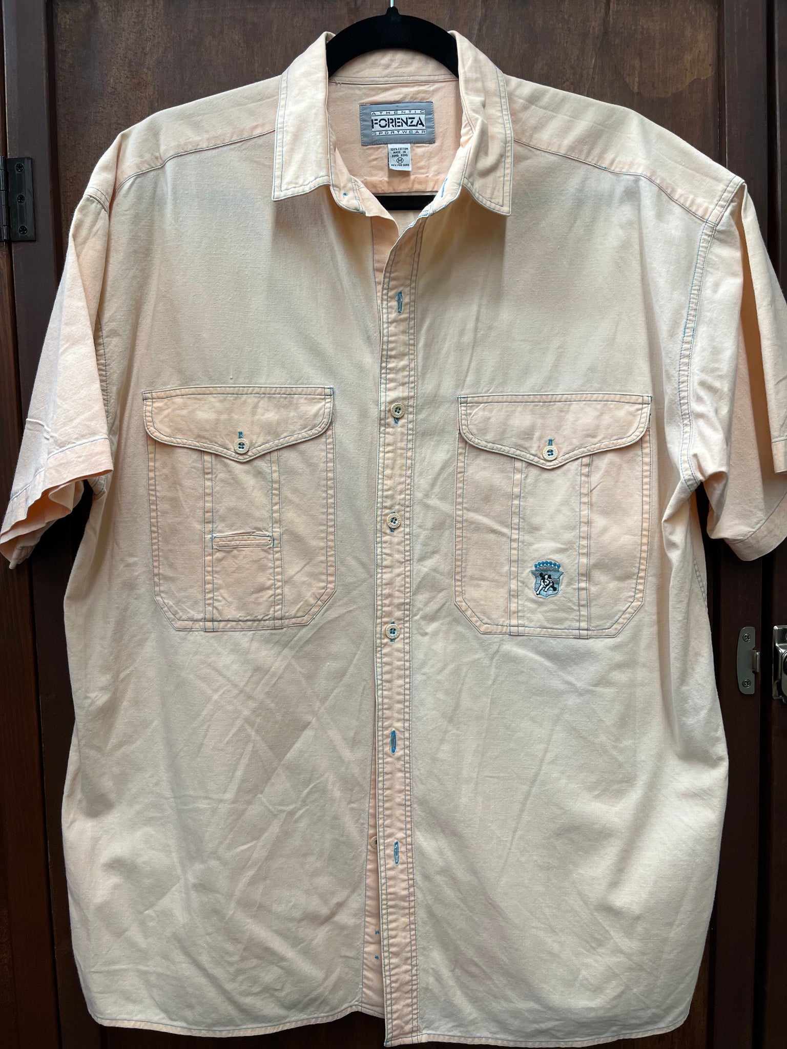 1990s MENS TOP- Forenza peach s/s cotton