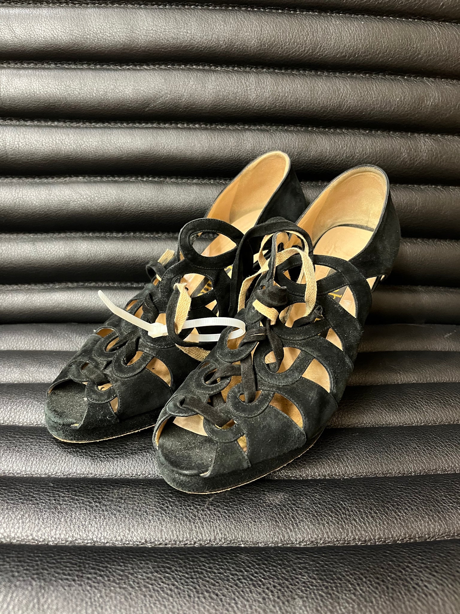 1990s SHOES- Ombeline suede cutout strappy