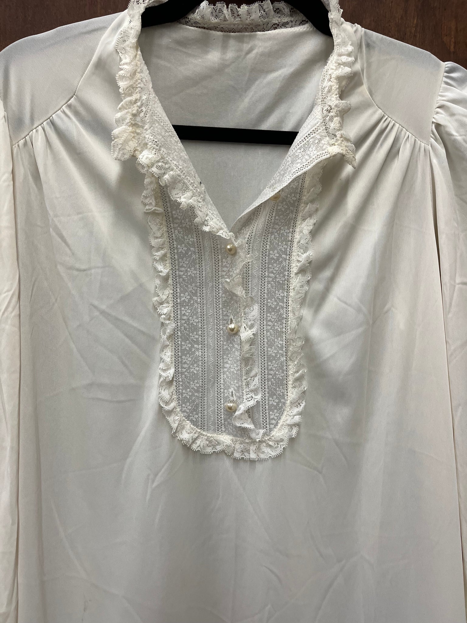 1960S LINGERIE-white nightgown lace trim