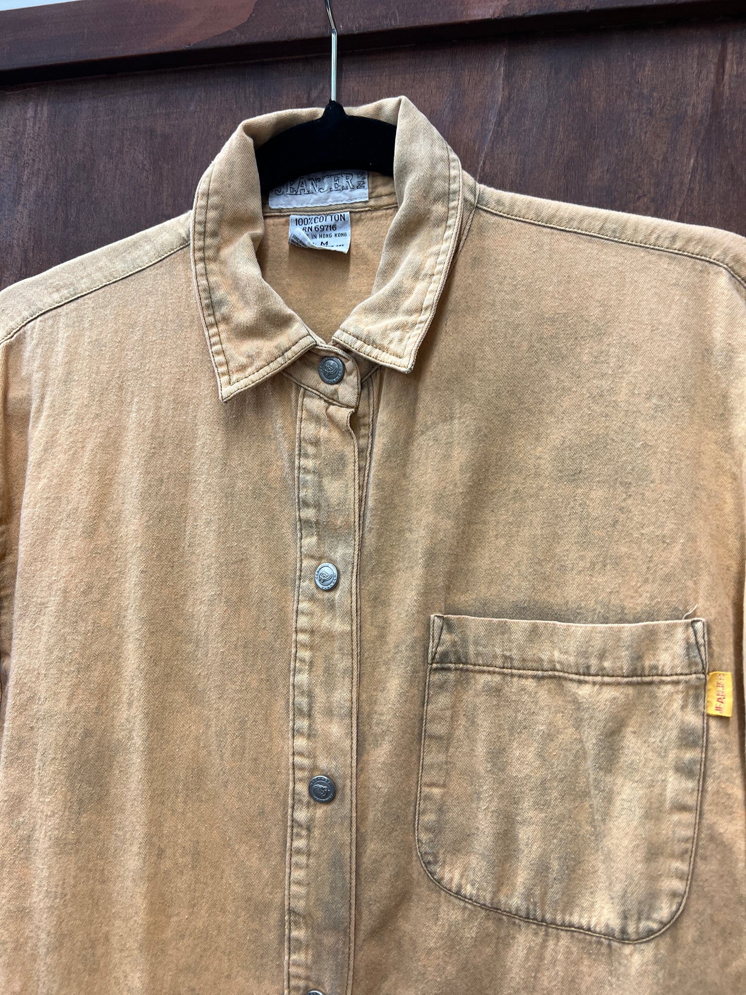 1990s- TOP-Jeanjer acid goldenrod buttonfront l/s