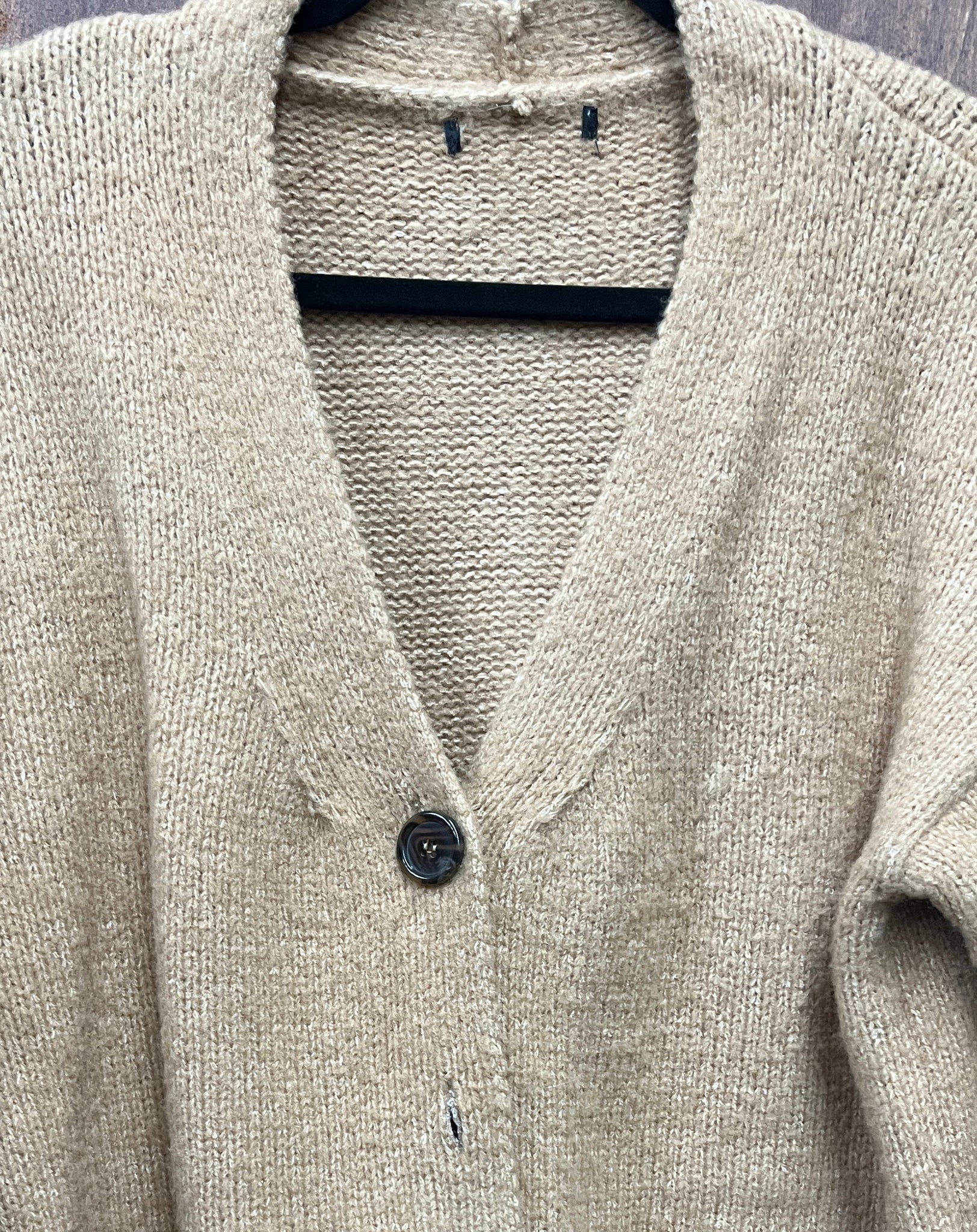 1990s SWEATER- chunky brown wool cardigan