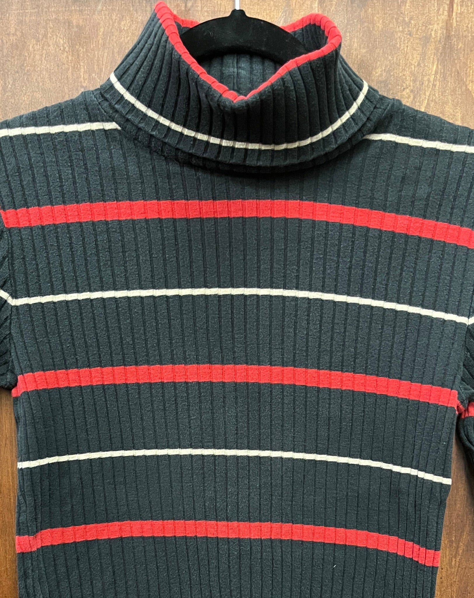 1990s SWEATER- Tommy Hilfiger- red white and blue ribbed turtleneck