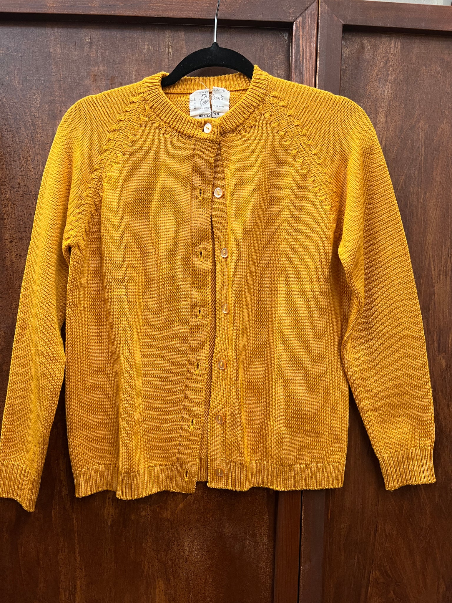 1970s SWEATER- Robinsons mustard acrylic cardigan