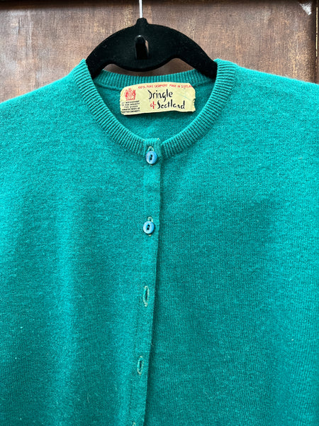 1950s SWEATER- Pringle of Scotland cashmere green caridgan