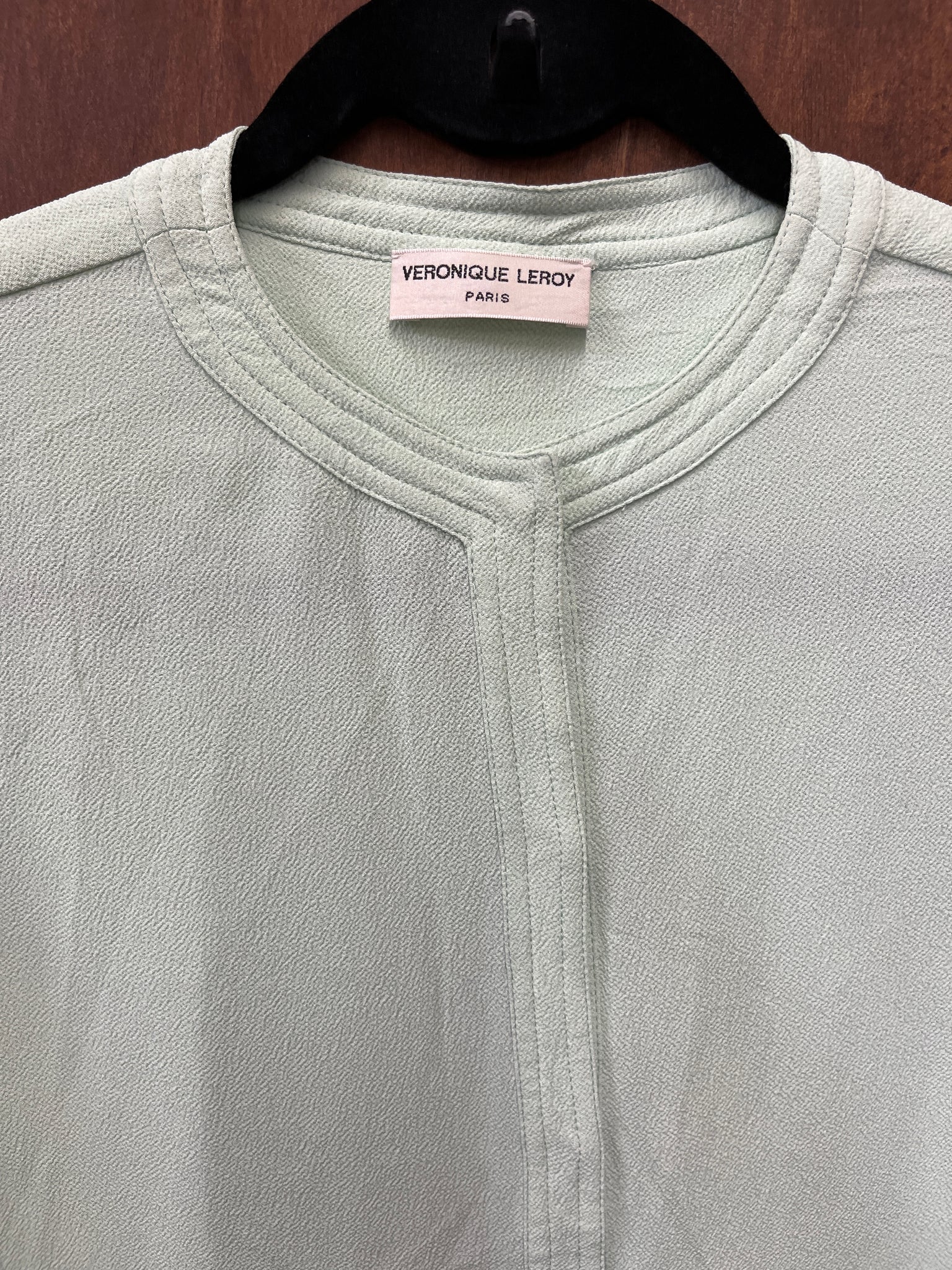 1990s TOP- Veronique Leroy mint green silk