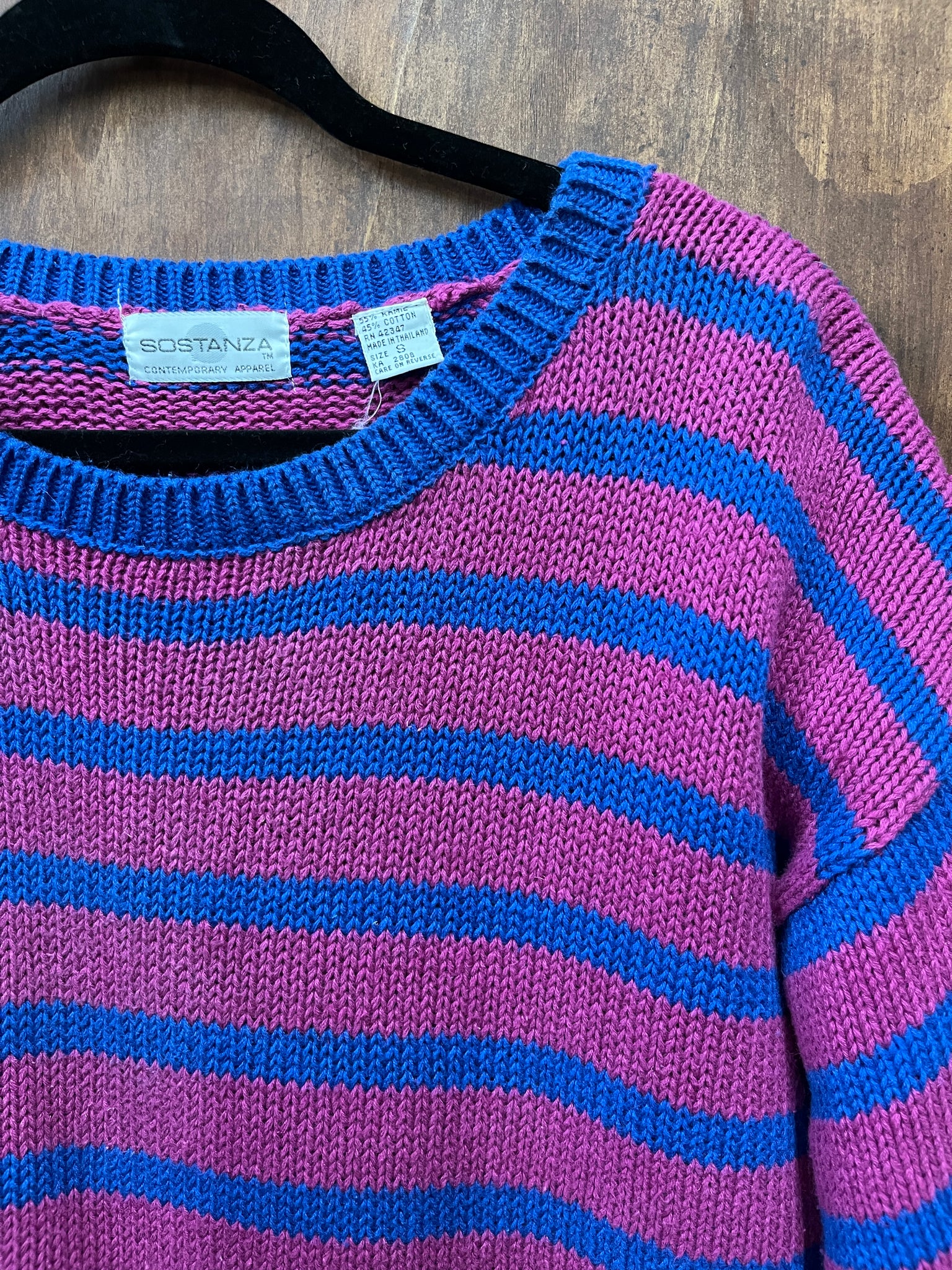 1990s SWEATER- Sostanza magenta/blue stripe oversized