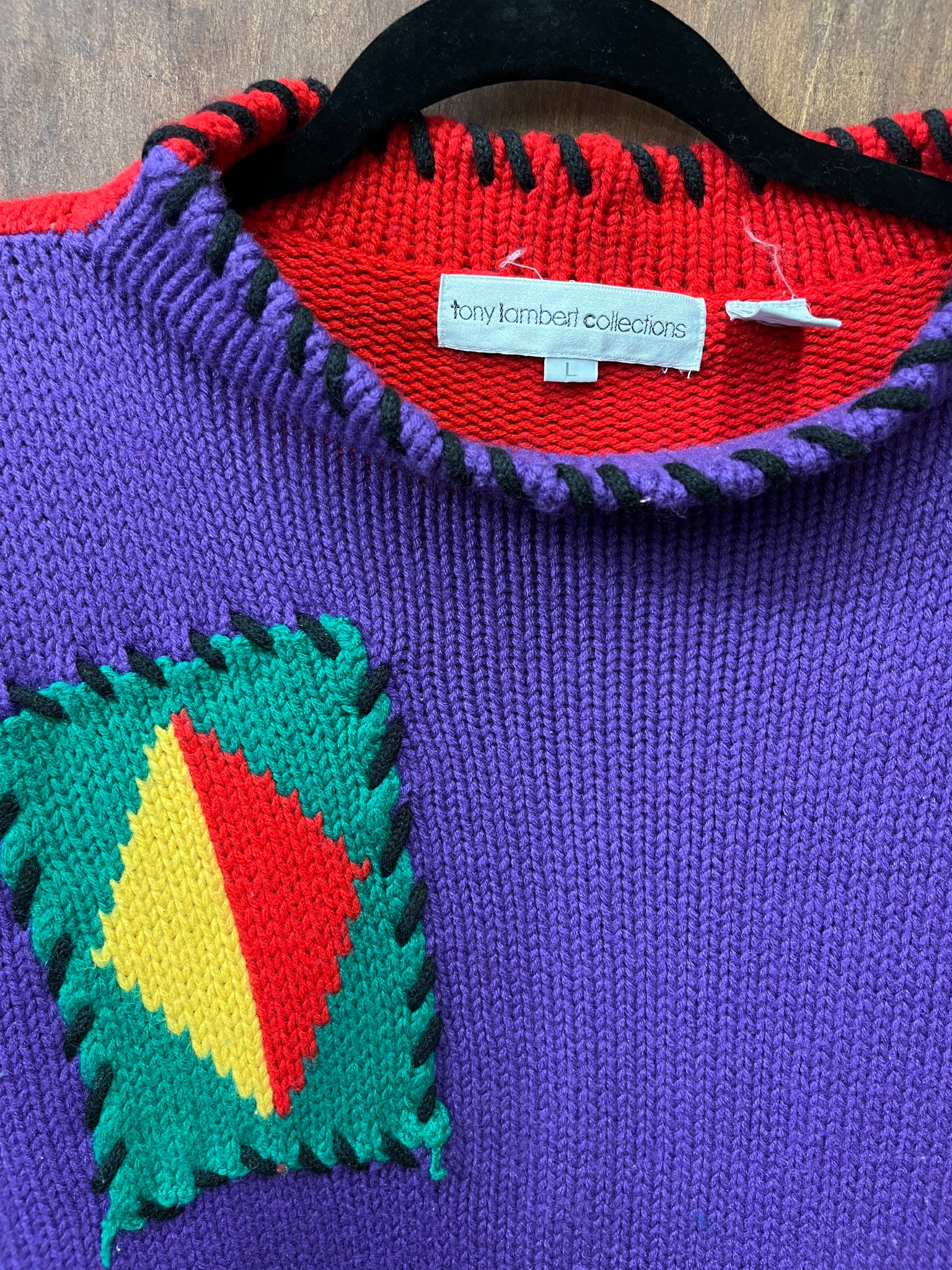 1990s SWEATER- Tony Lambert color block chunky knit