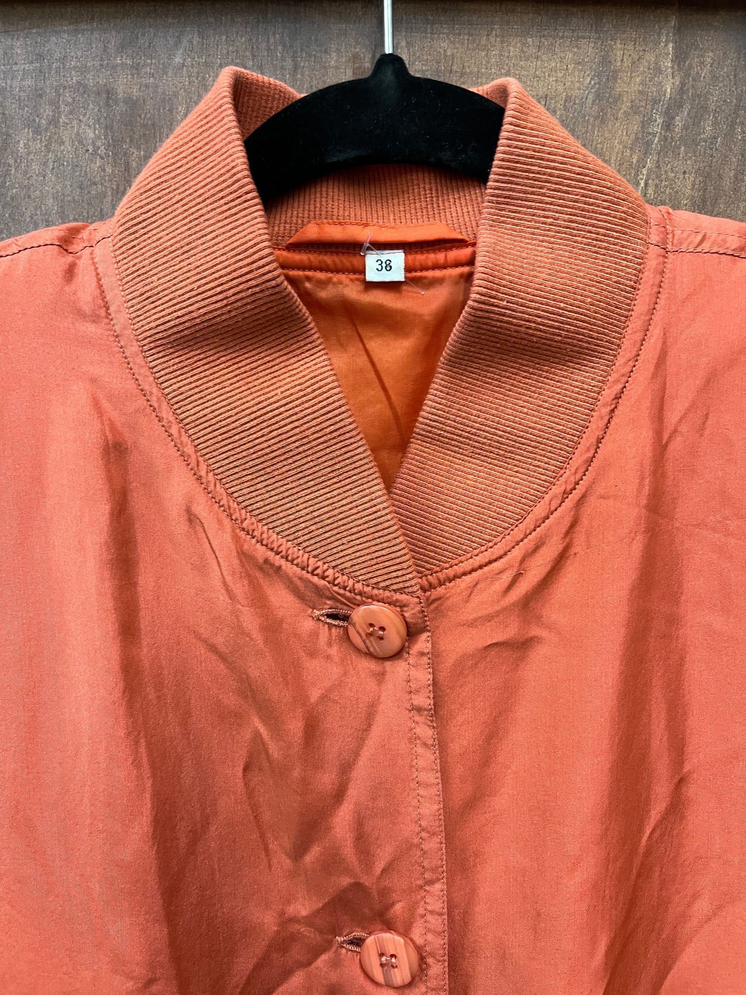 1990s JACKET- Rusty orange silk baseball jacket