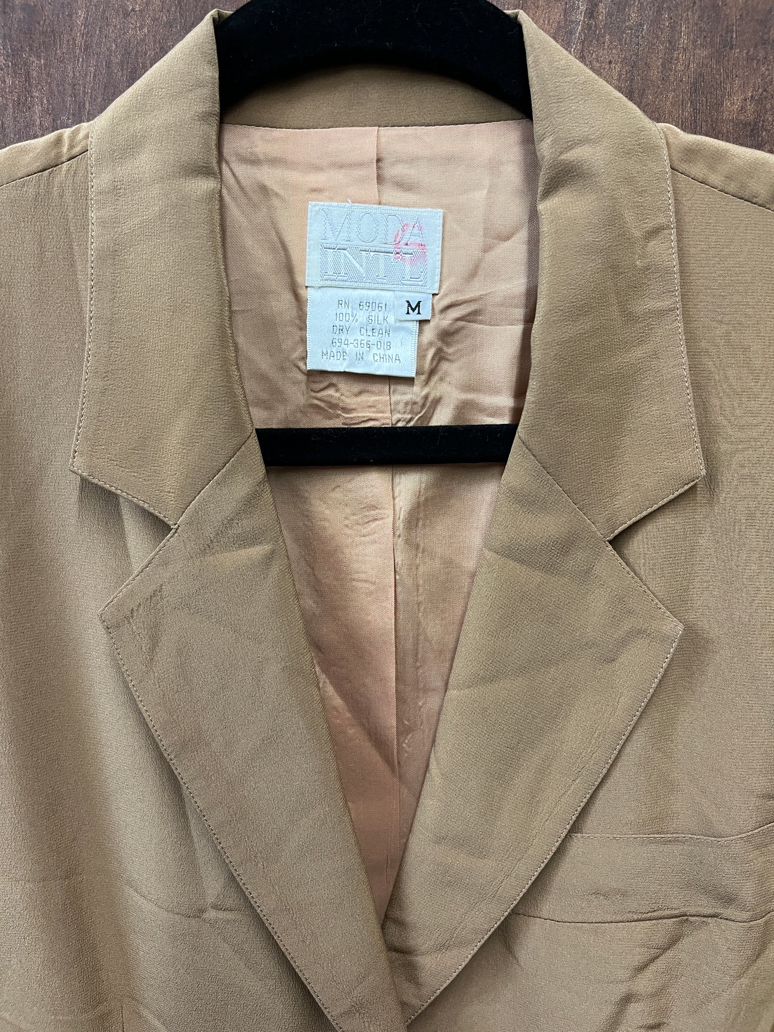 1990s JACKET- Moda Int'l mocha silk oversized blazer