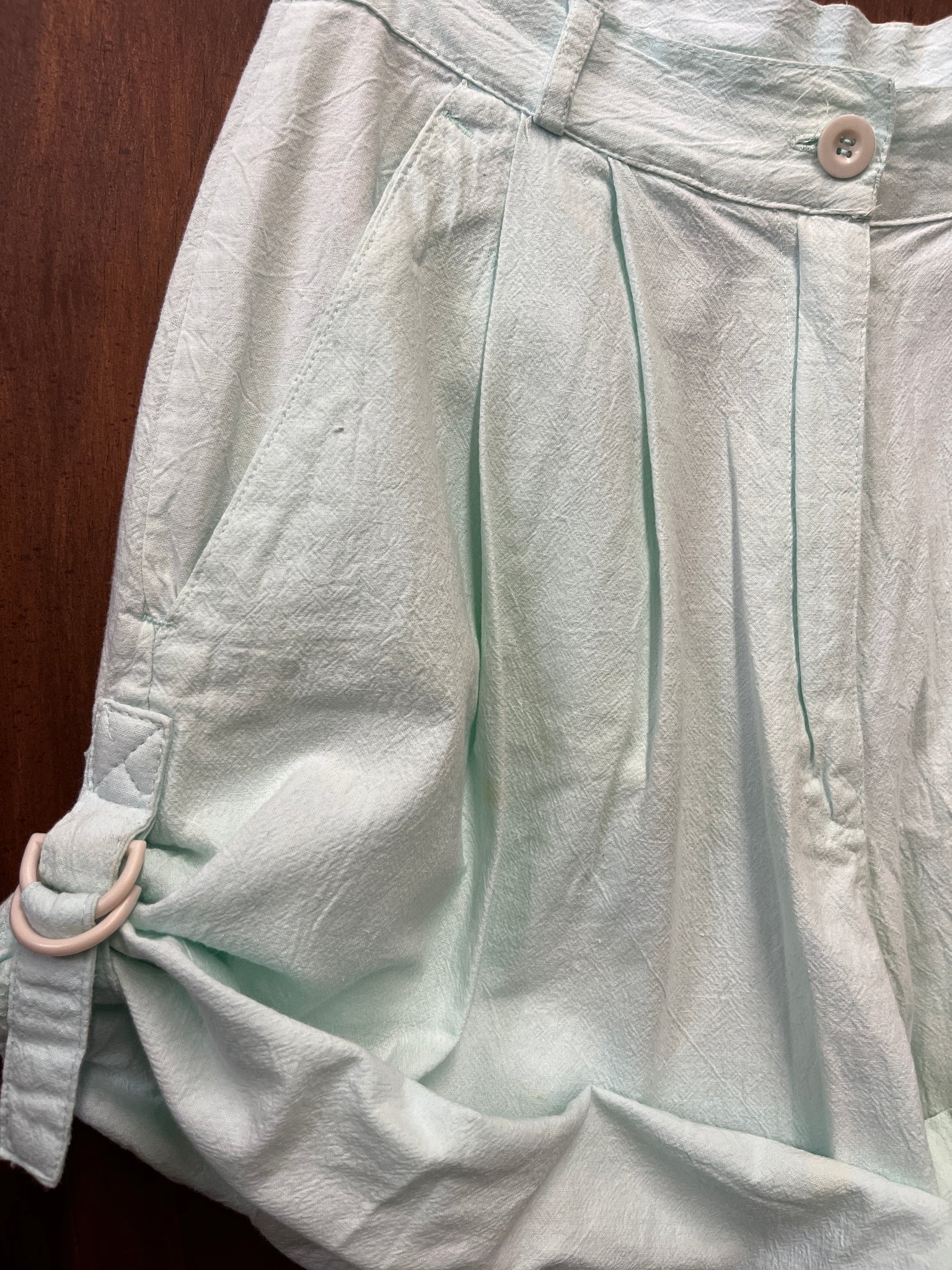 1990s SHORTS- soft mint buckle side  cotton
