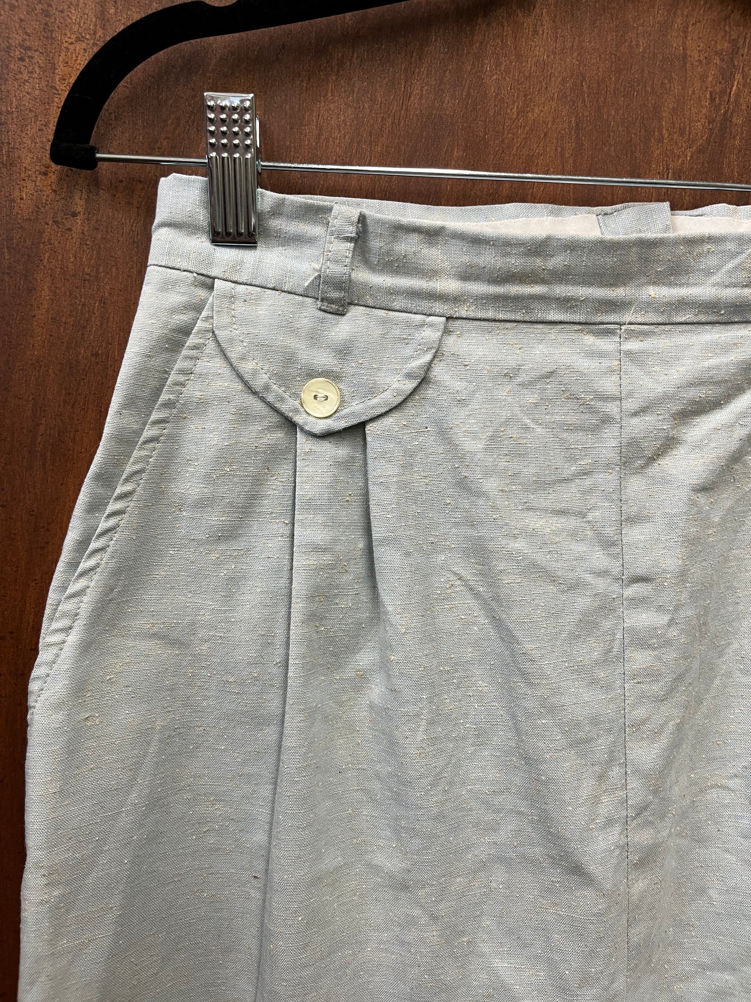 1990s SKIRTS- Chambray slubby side pocket straight skirt