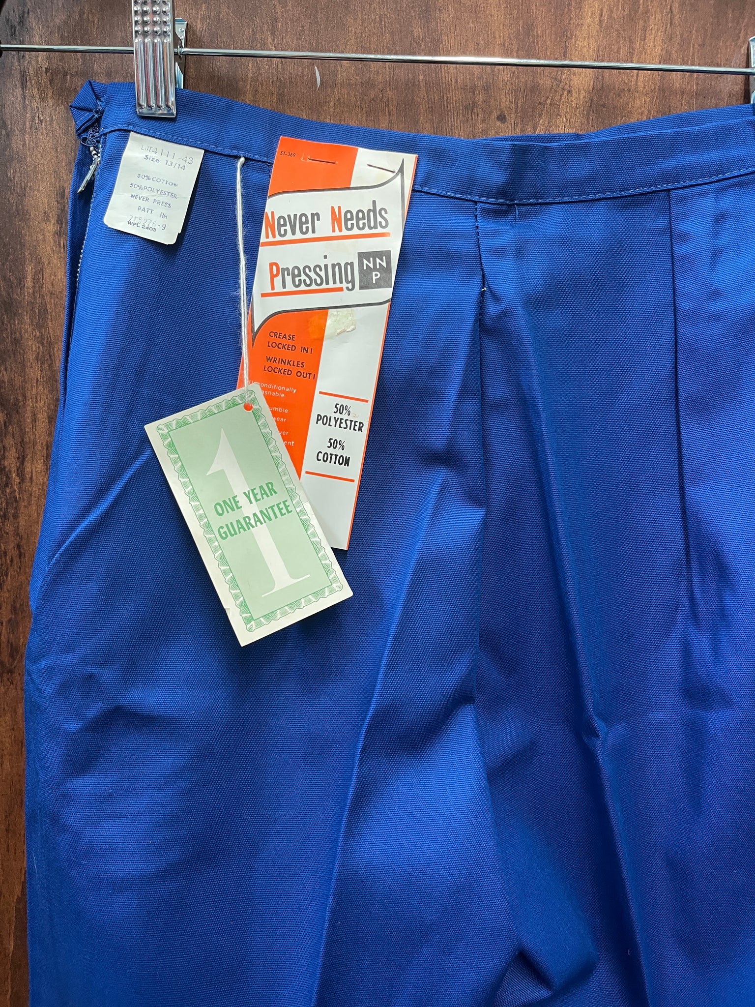 1960s MULTIPLES- PANTS-Never Needs Pressing-electric blue cigarette