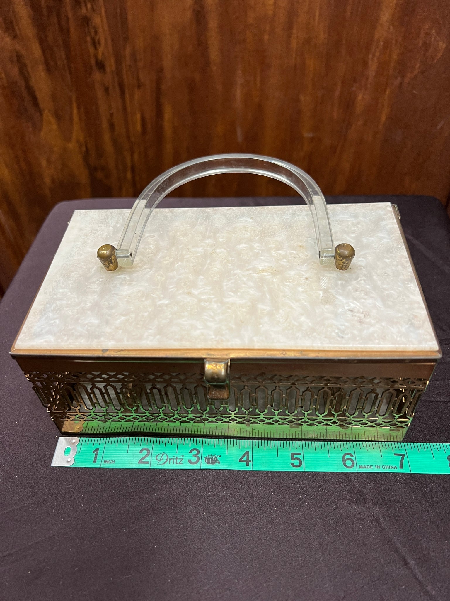 1960S ACCESSORIES- PURSE BIN 708-lucite box purse rectangle