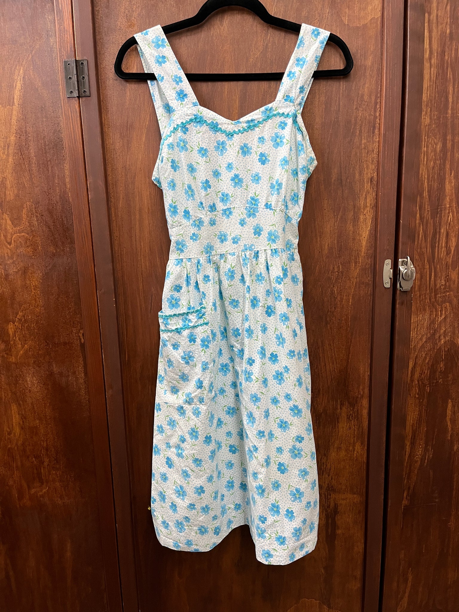 1960s DRESS- blue floral little diddy day dress