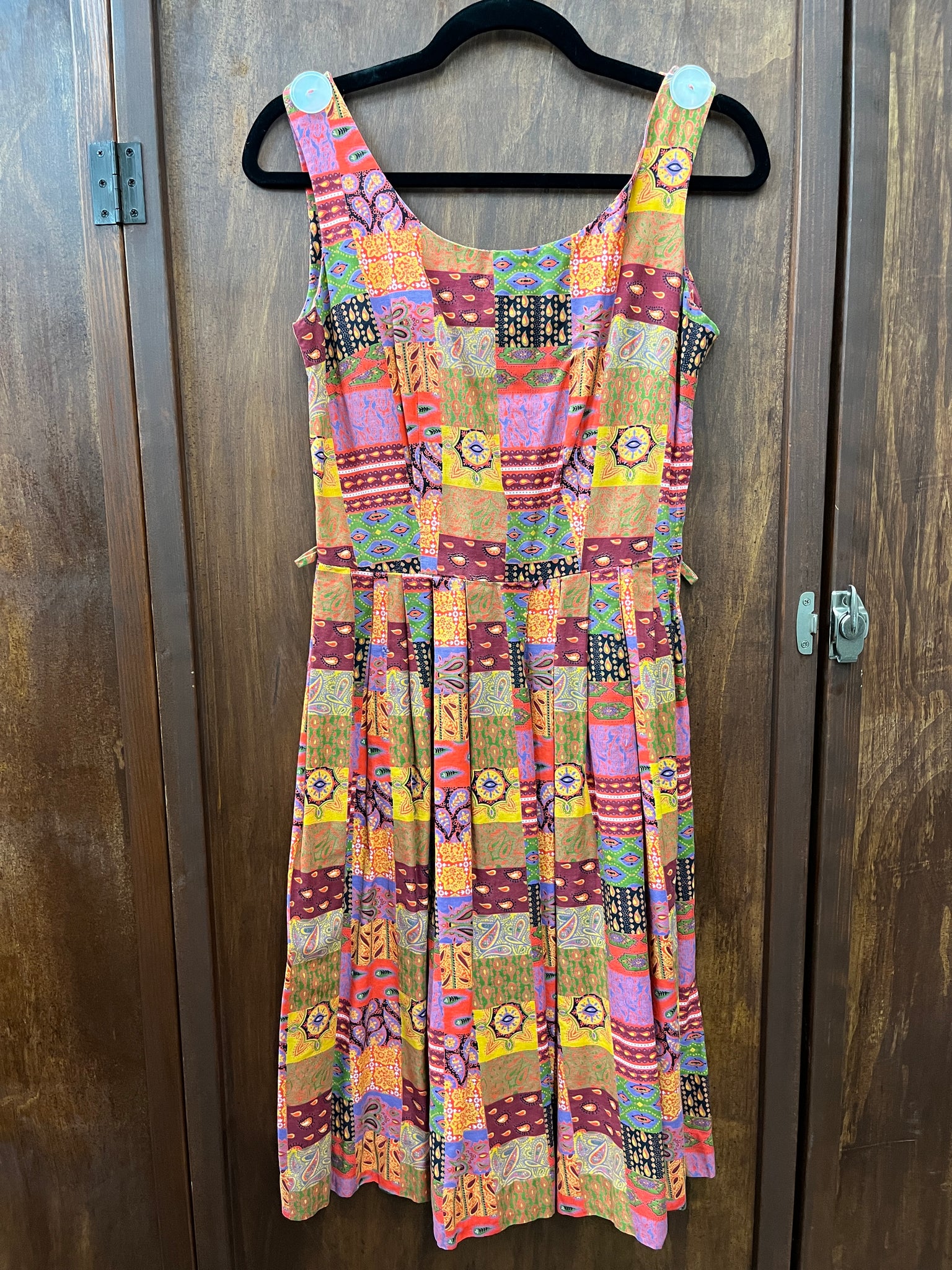 1960s DRESS- bright color patchwork print tank