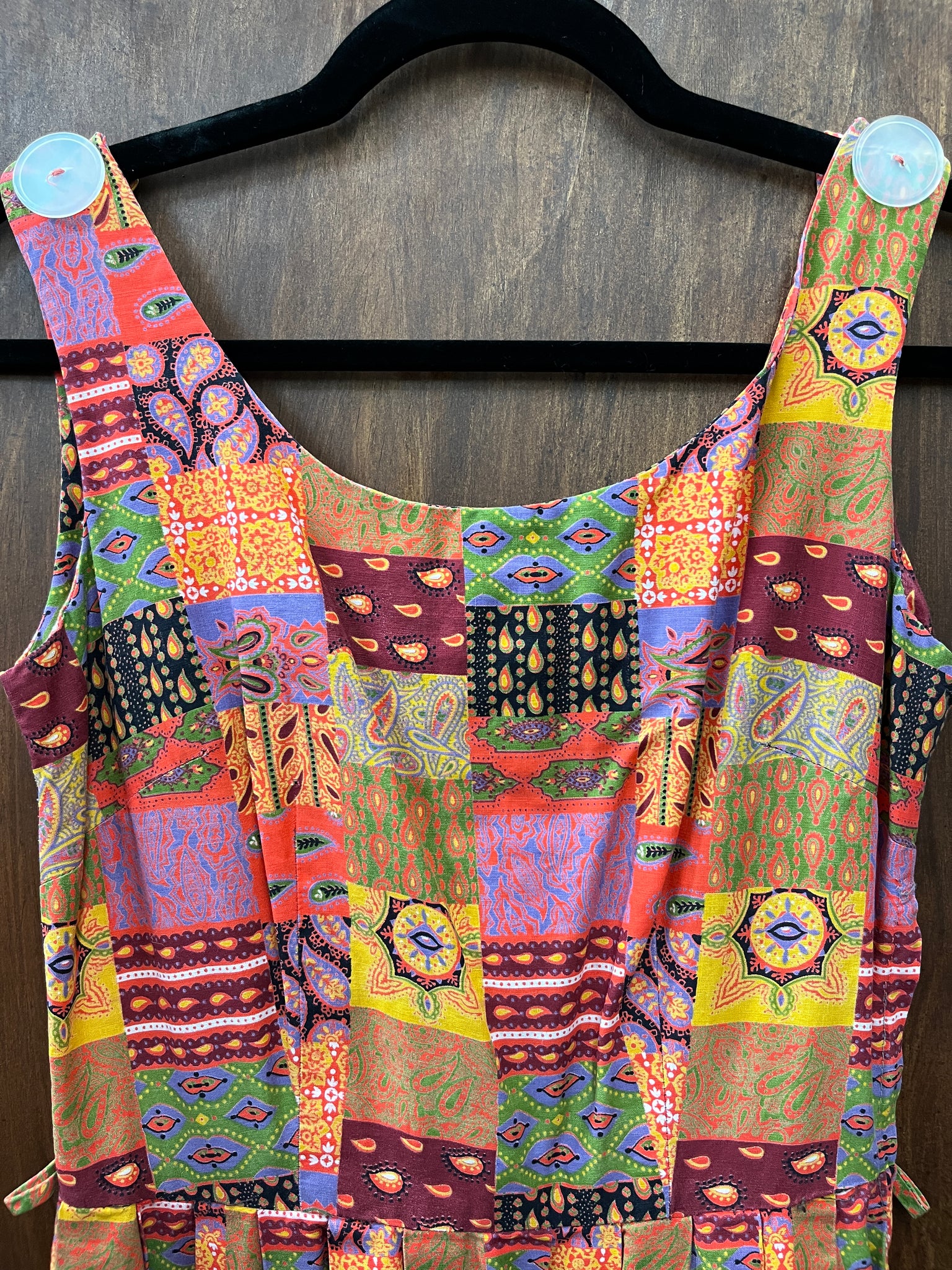 1960s DRESS- bright color patchwork print tank