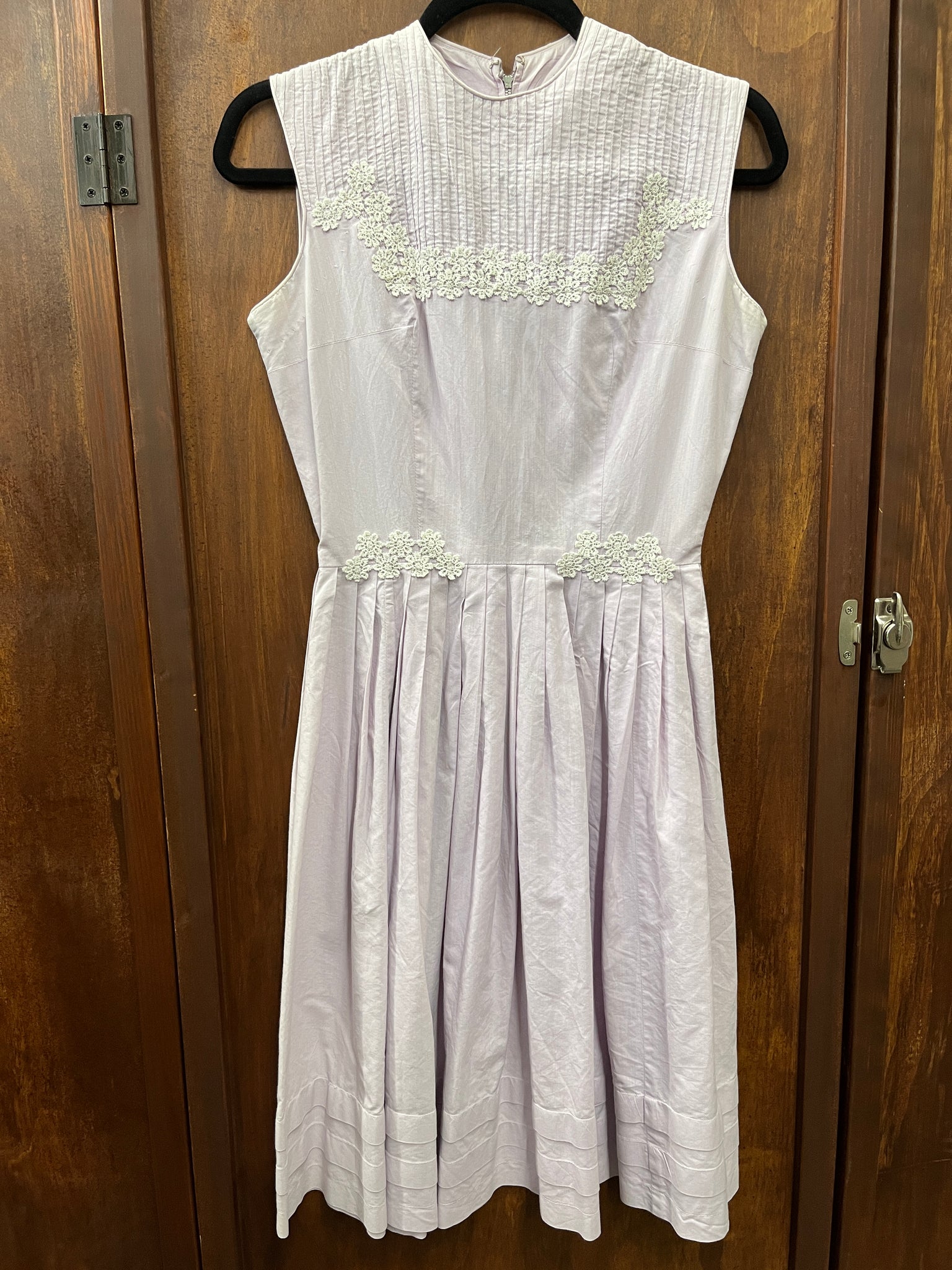 1960s DRESS- lavender cotton pintuck
