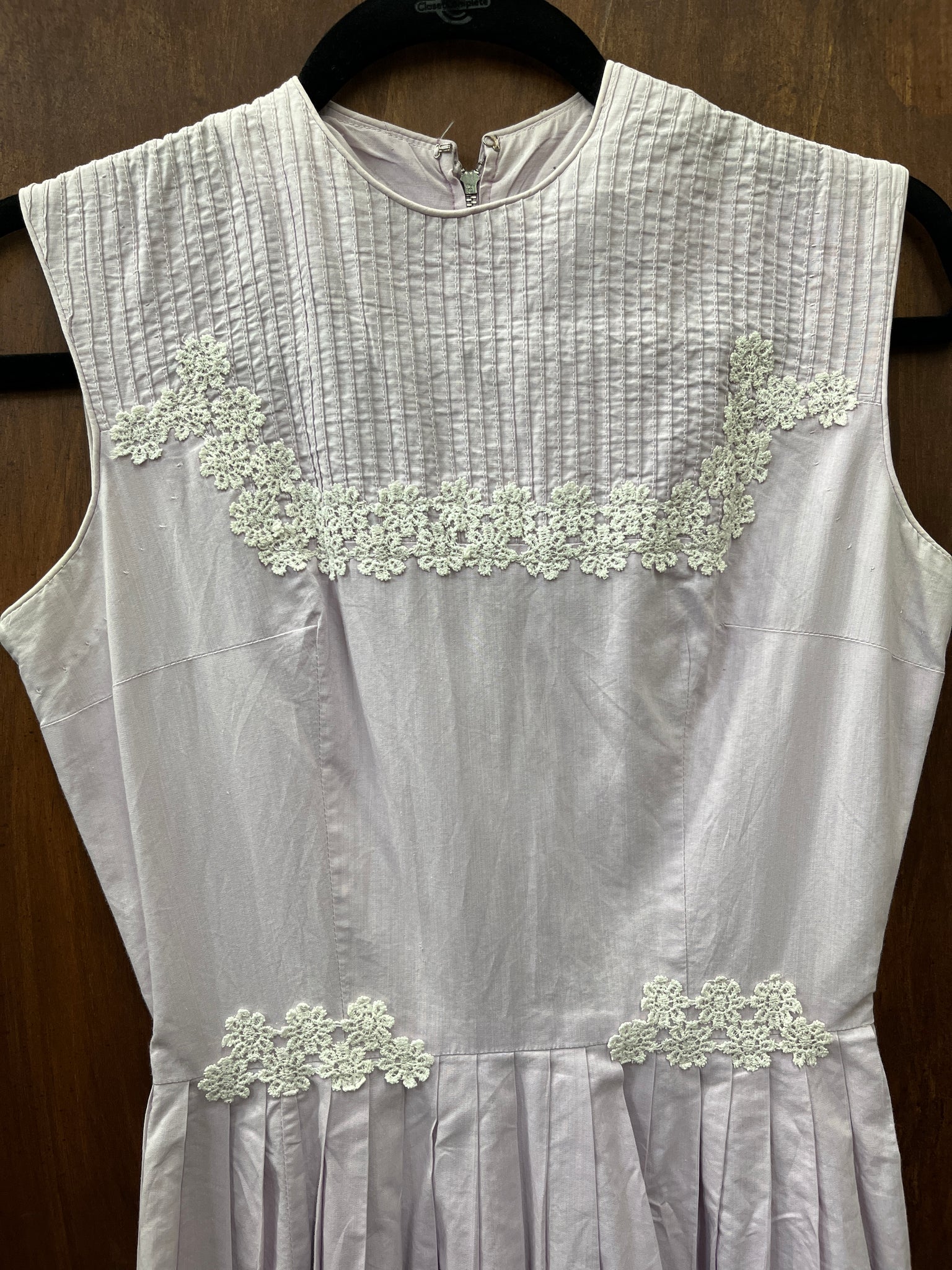 1960s DRESS- lavender cotton pintuck