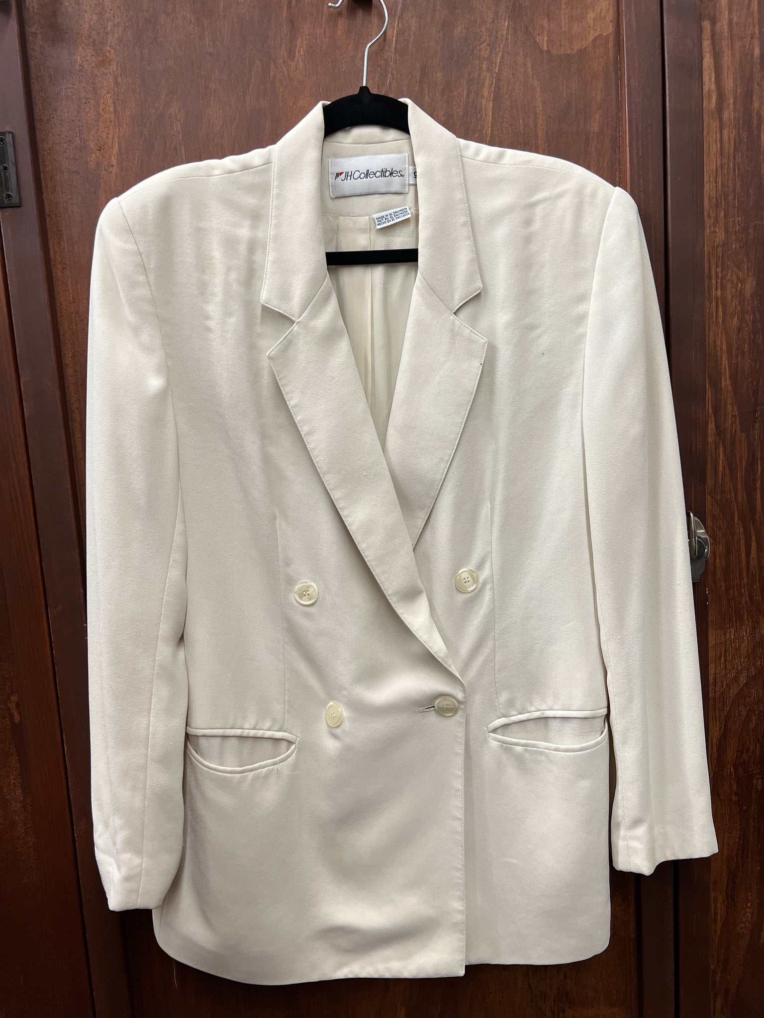1980s JACKET- JH Collectibles cream oversize blazer
