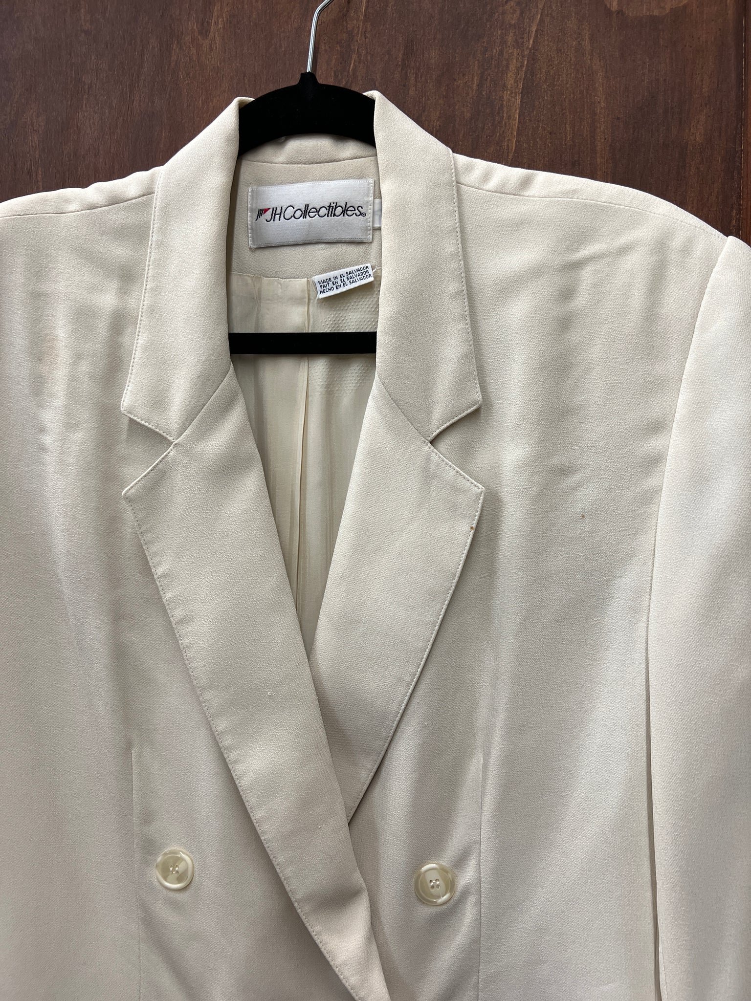 1980s JACKET- JH Collectibles cream oversize blazer