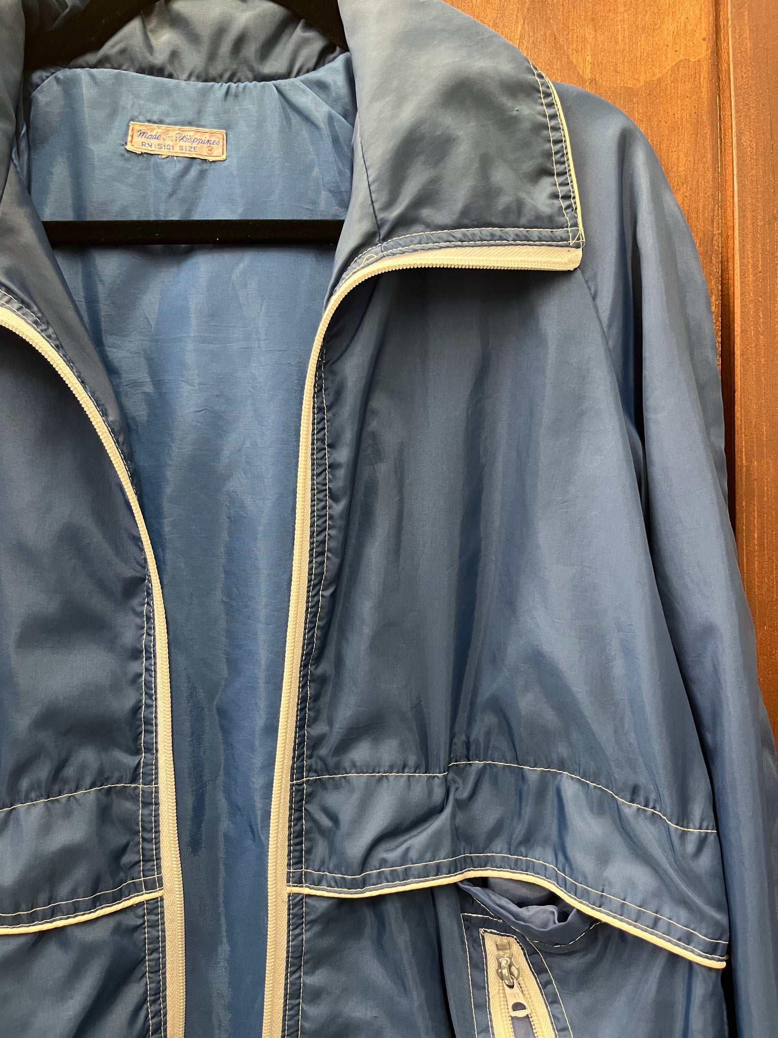 1980s MENS JACKET-track blue and white