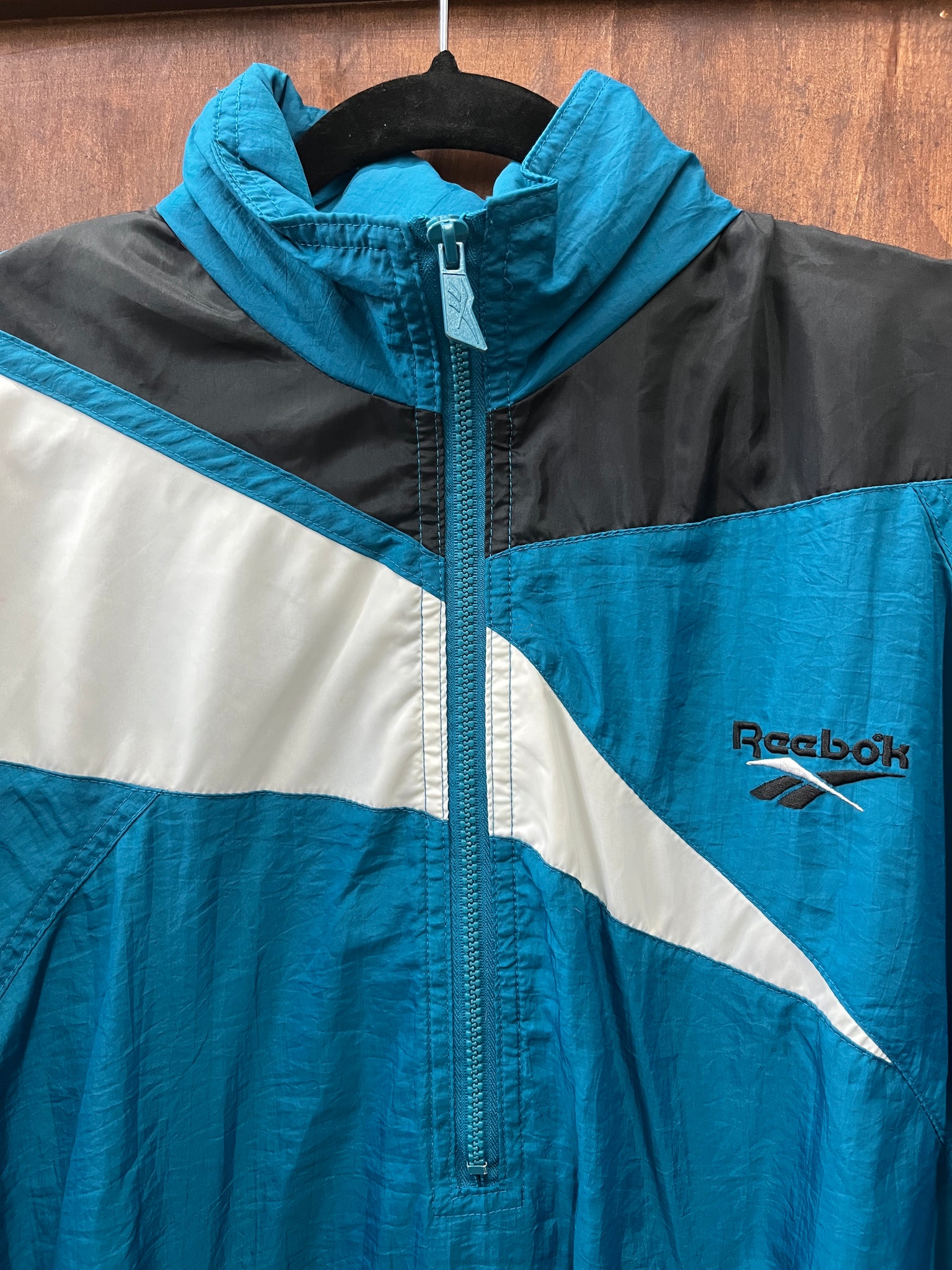 1990s MENS-JACKET-Reebok track teal black white